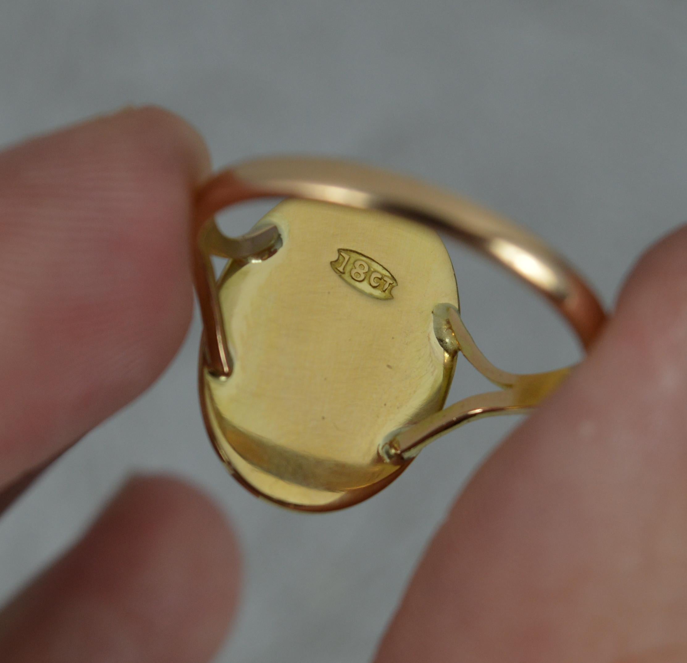 Antique 18 Carat Yellow Gold Sword in Hand Engraved Signet Ring In Good Condition For Sale In St Helens, GB