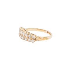 Antique 18 Carat Yellow Gold Two Row Old Cut Diamond Ring, Year 1913