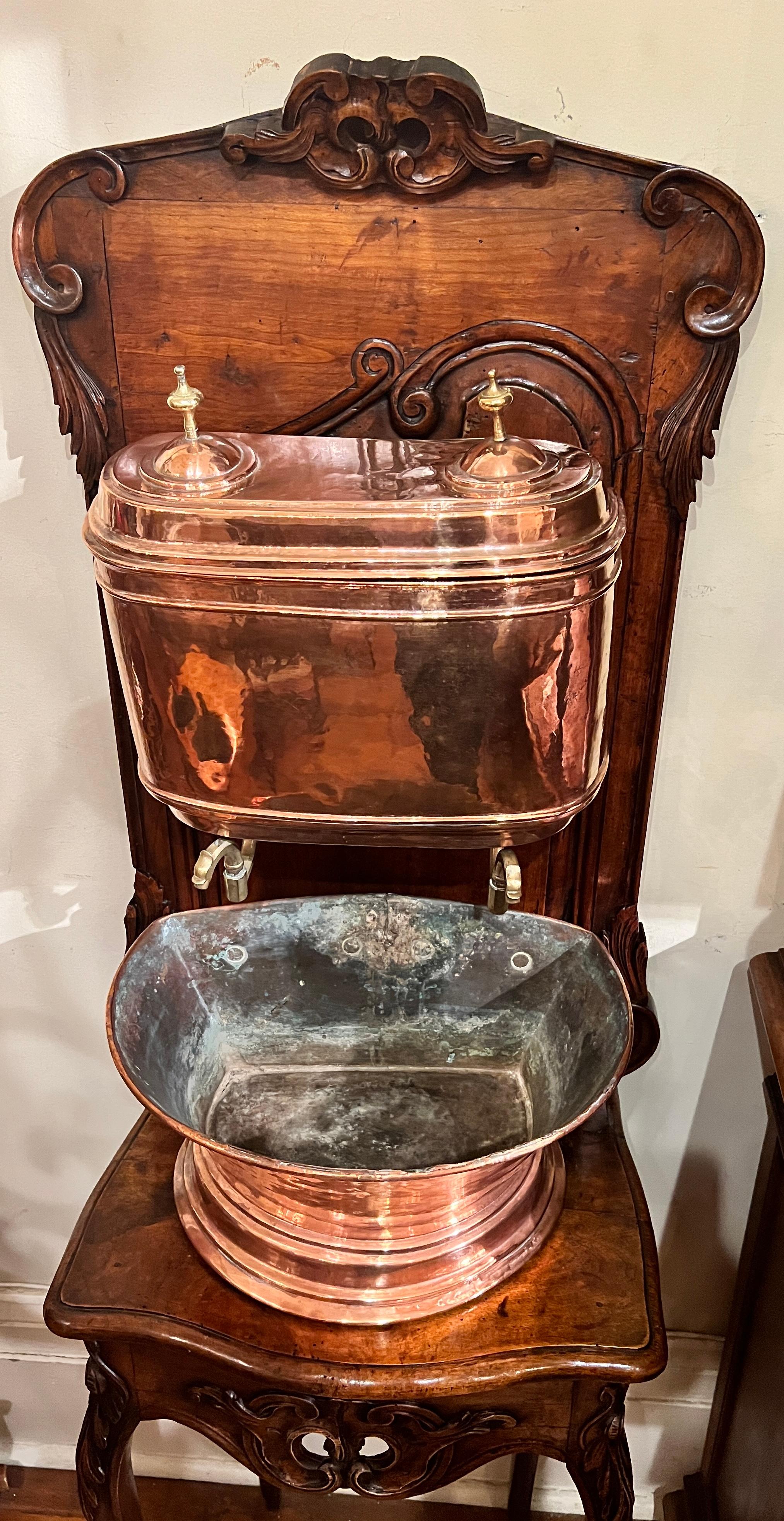 French Antique 18th Century Carved Walnut Lavabo Stand Original For Sale
