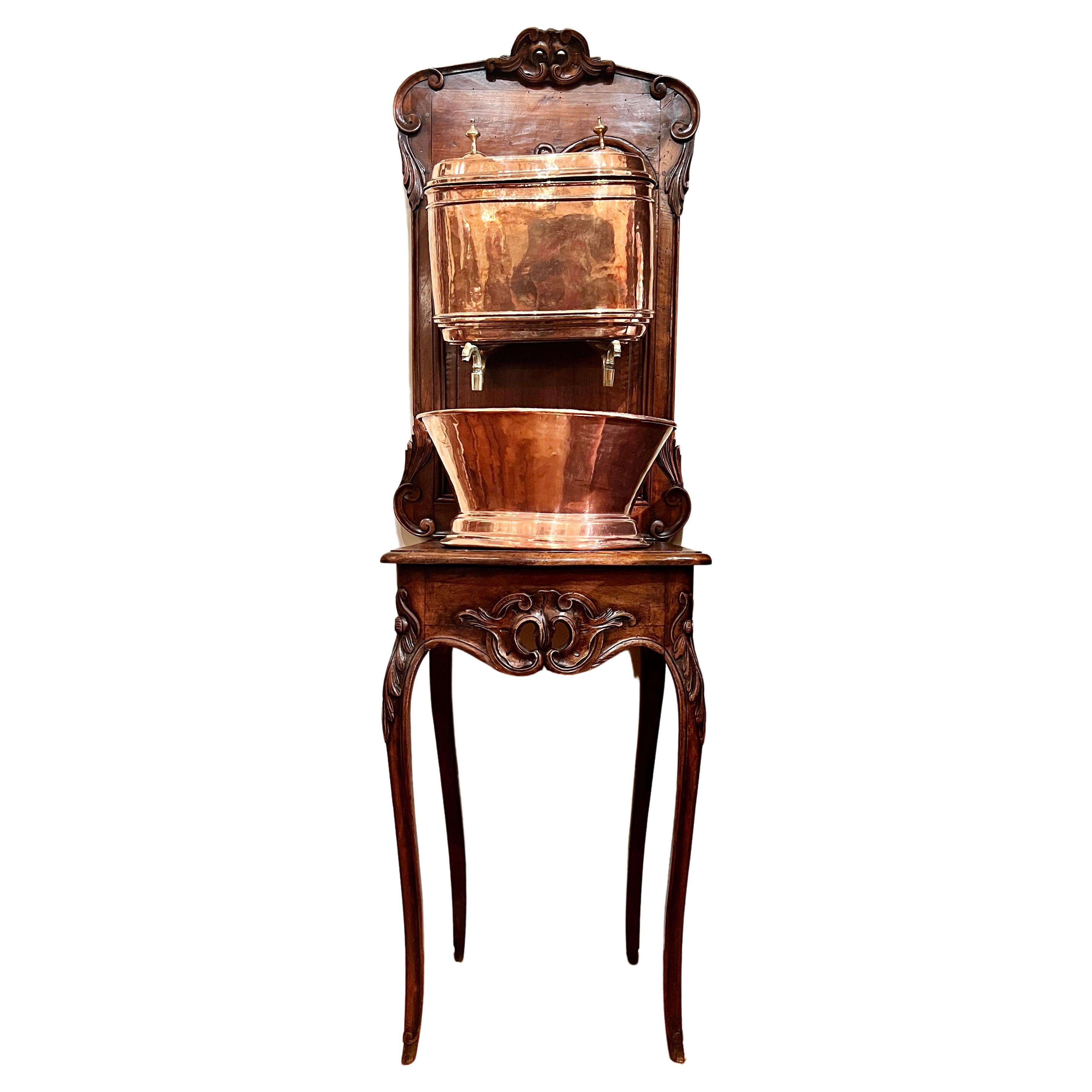 Antique 18th Century Carved Walnut Lavabo Stand Original For Sale