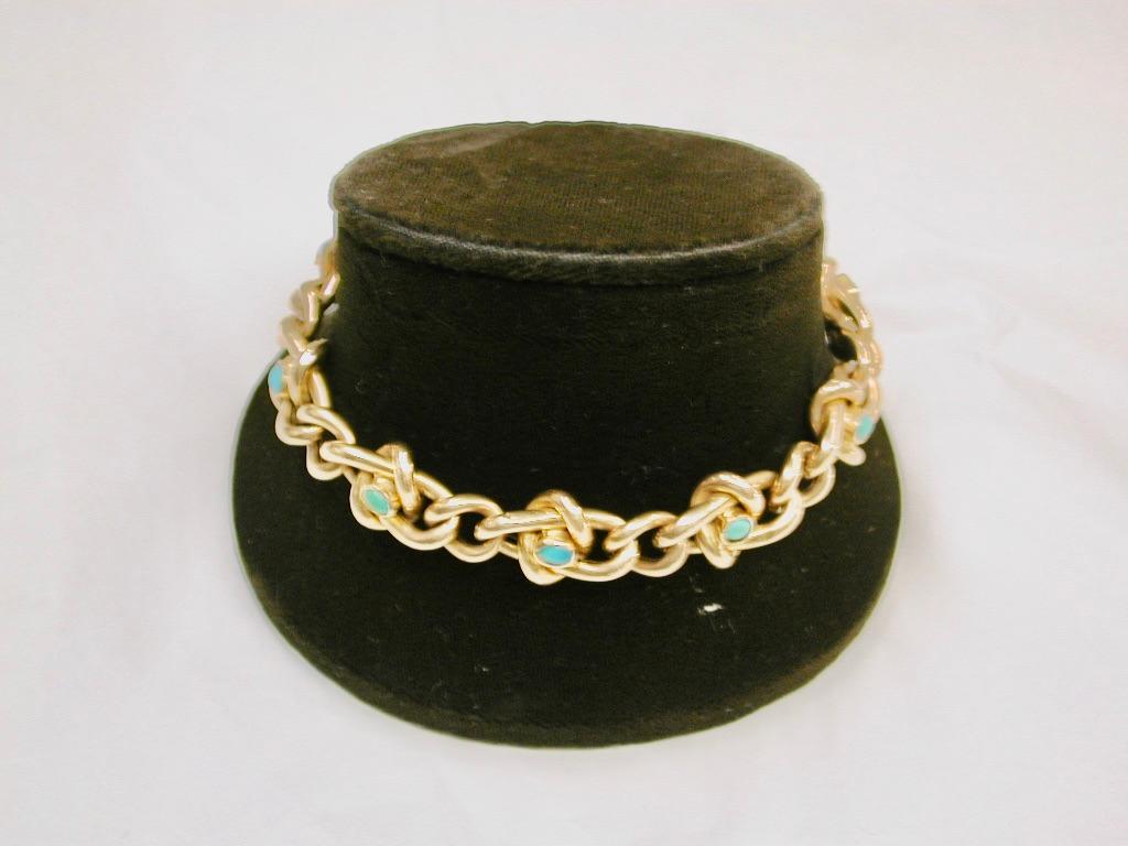 Antique 18 Ct Gold & Turquoise Hollow Curb Bracelet Dated Circa 1900 In Good Condition In London, GB