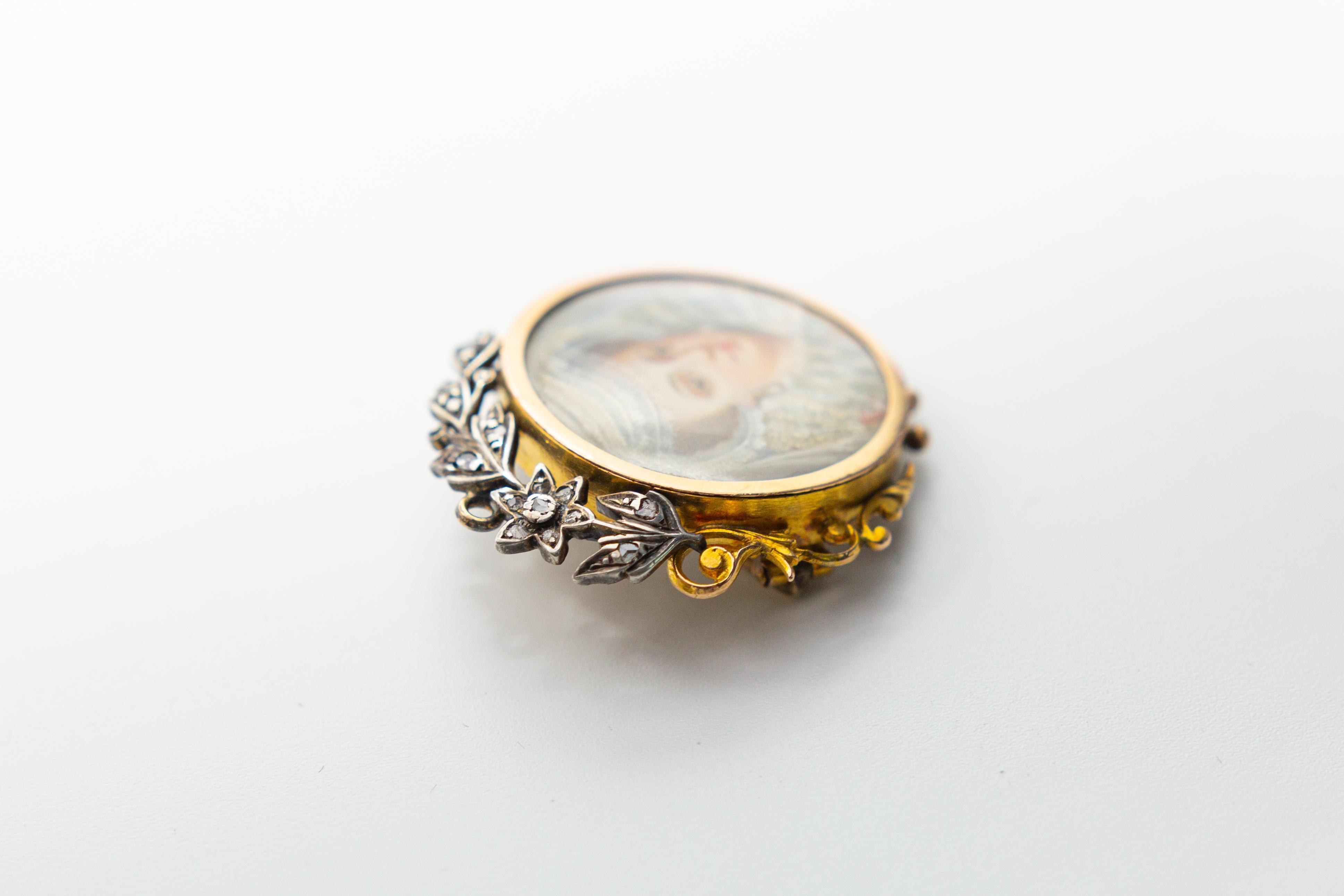 Antique 18 Karat Gold with Rose-Cut Diamonds For Sale 6