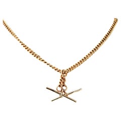 Antique 18 K Rose Gold Double Albert Watch Chain, British Hallmarked, C-1900