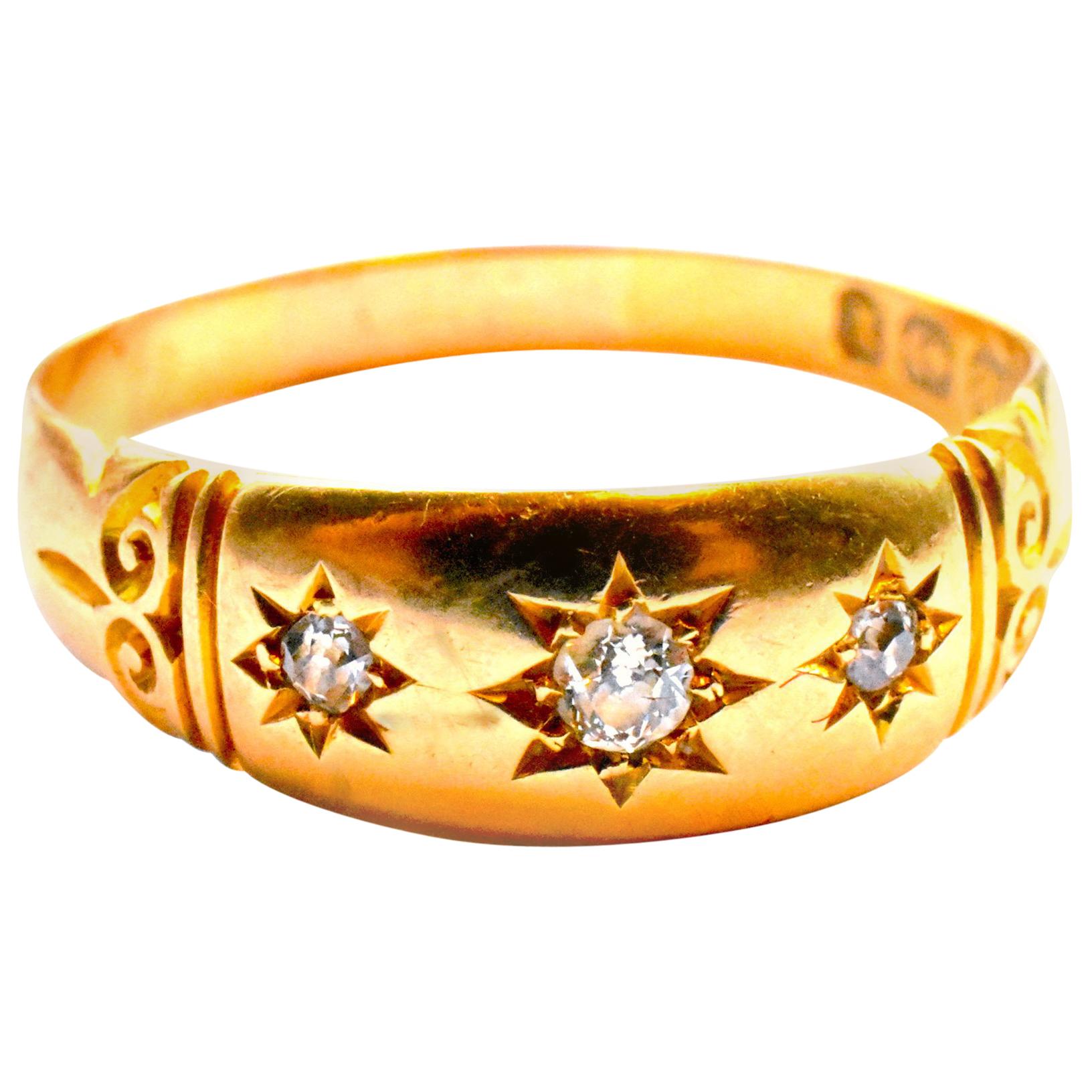 Antique 18 Karat and Diamond Gypsy Ring