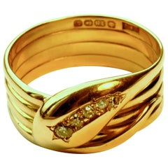 Antique 18 Karat and Diamond Snake Ring, Hallmarked Birmingham, 1877