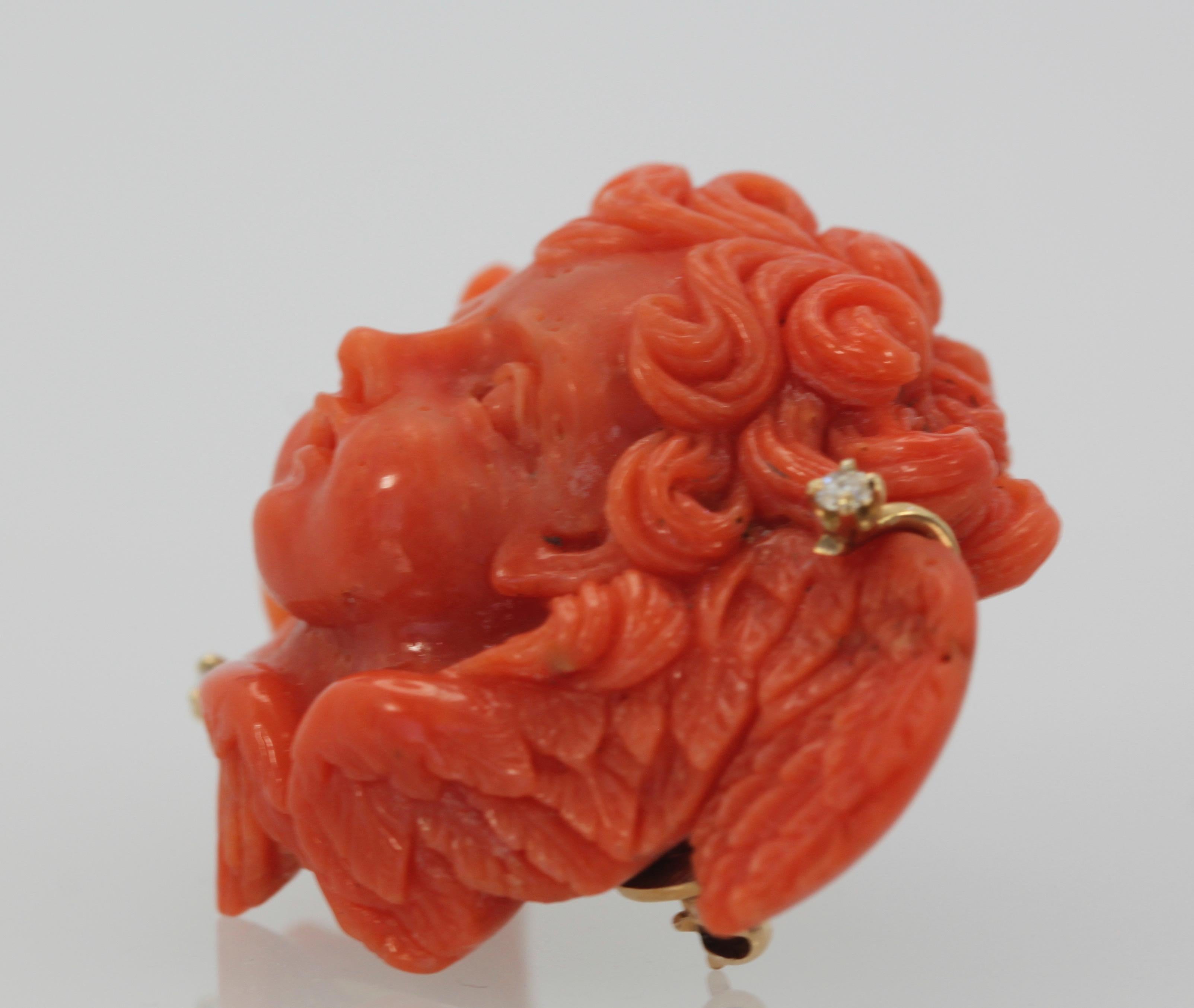 Antique 18 Karat Carved Coral 