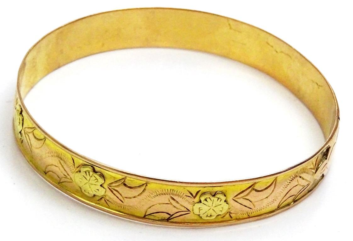 Art Nouveau Antique 18 karat Gold 2 tone Gold Bracelet For Sale