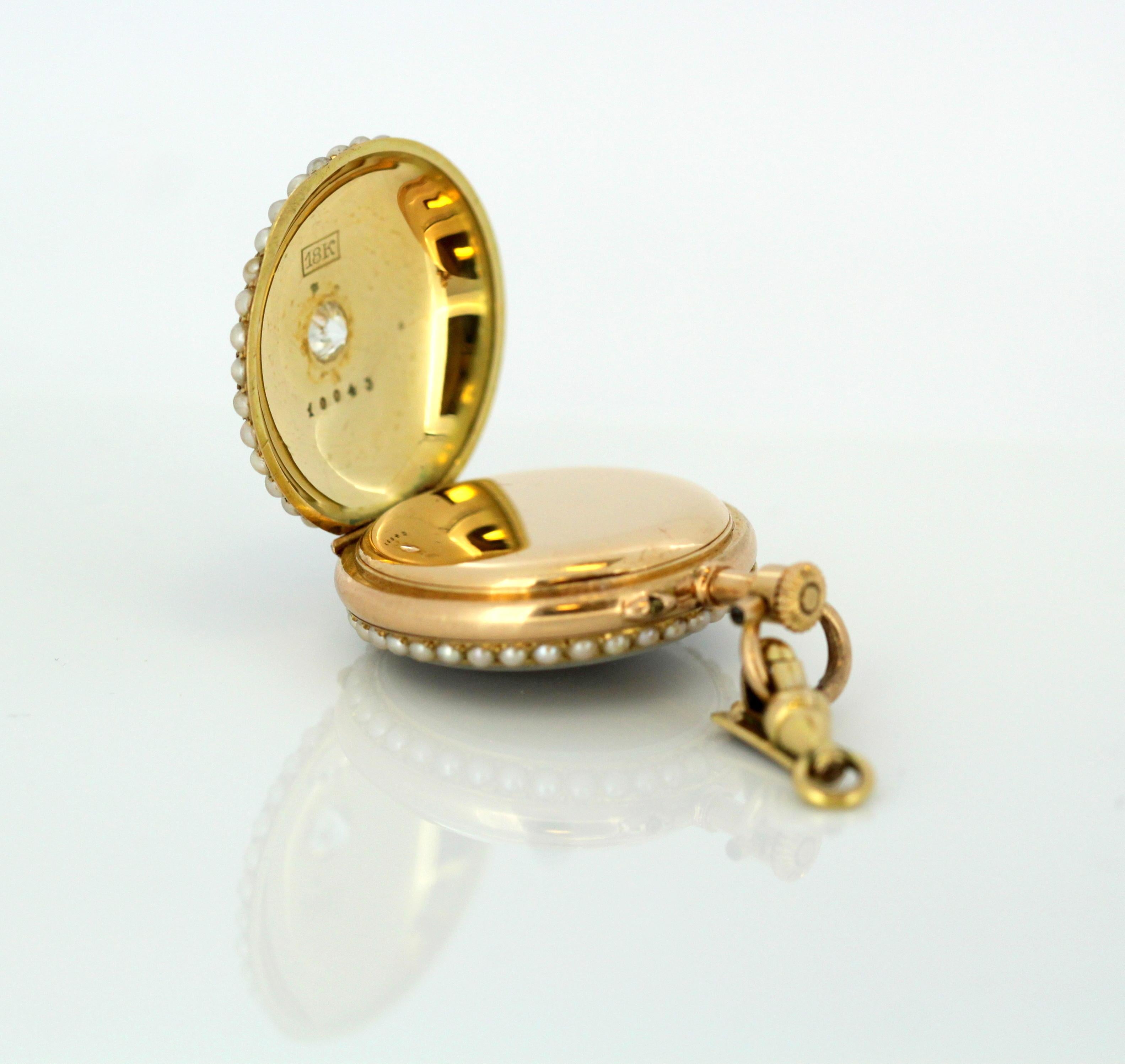 Antique 18 Karat Gold and Enamel Pocket Watch / Brooch, circa 1900 6