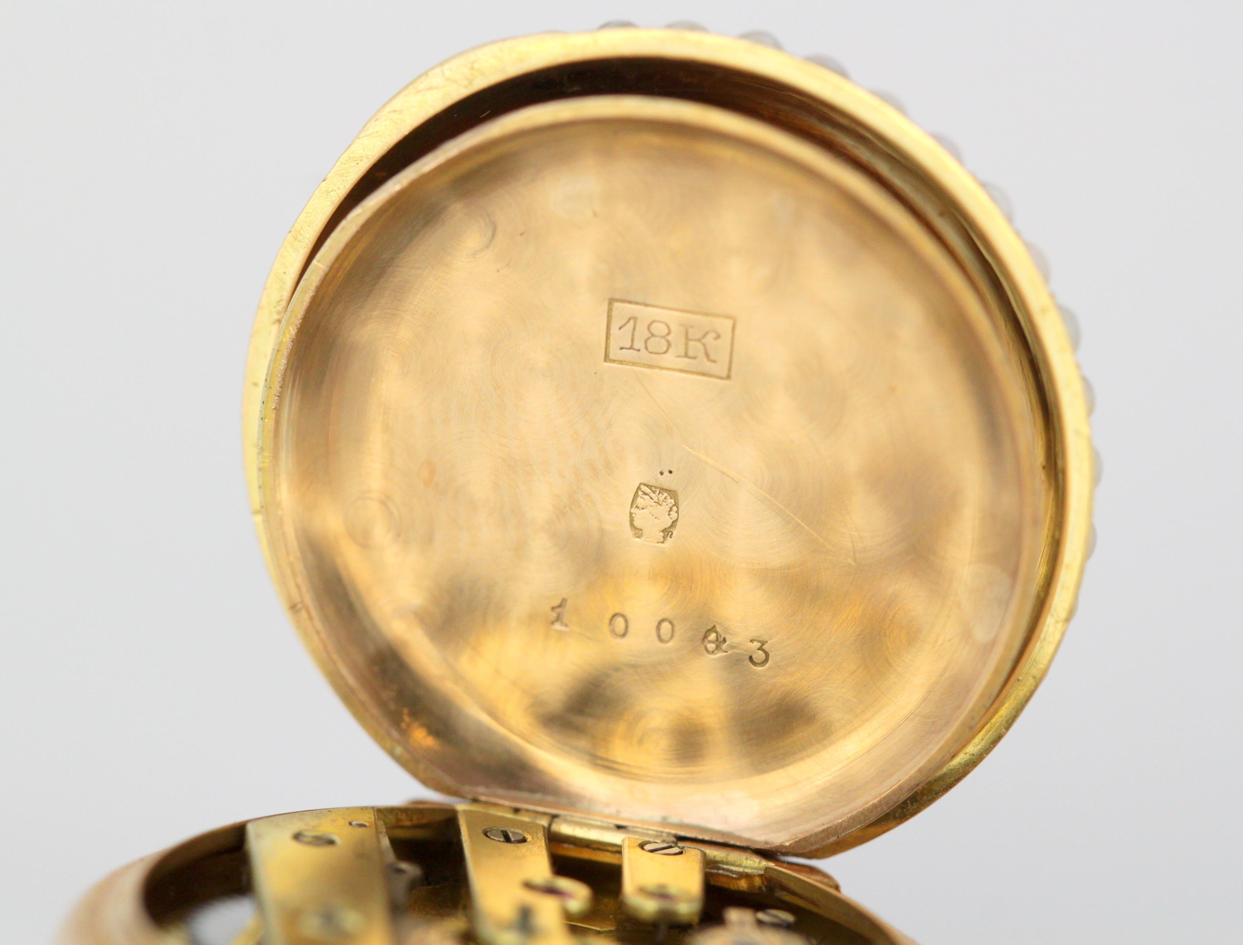 Antique 18 Karat Gold and Enamel Pocket Watch / Brooch, circa 1900 9