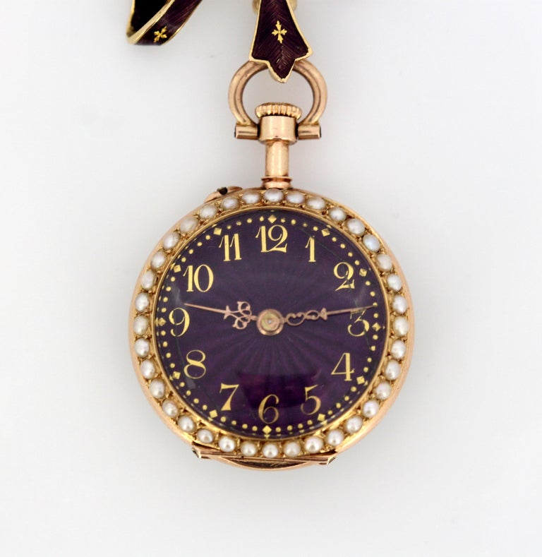 Antique 18 Karat Gold and Enamel Pocket Watch / Brooch, circa 1900 at