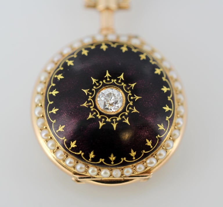 Antique 18 Karat Gold and Enamel Pocket Watch / Brooch, circa 1900 at