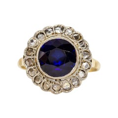 Antique 18 Karat Gold and Platinum Art Deco Sapphire and Diamond Ring