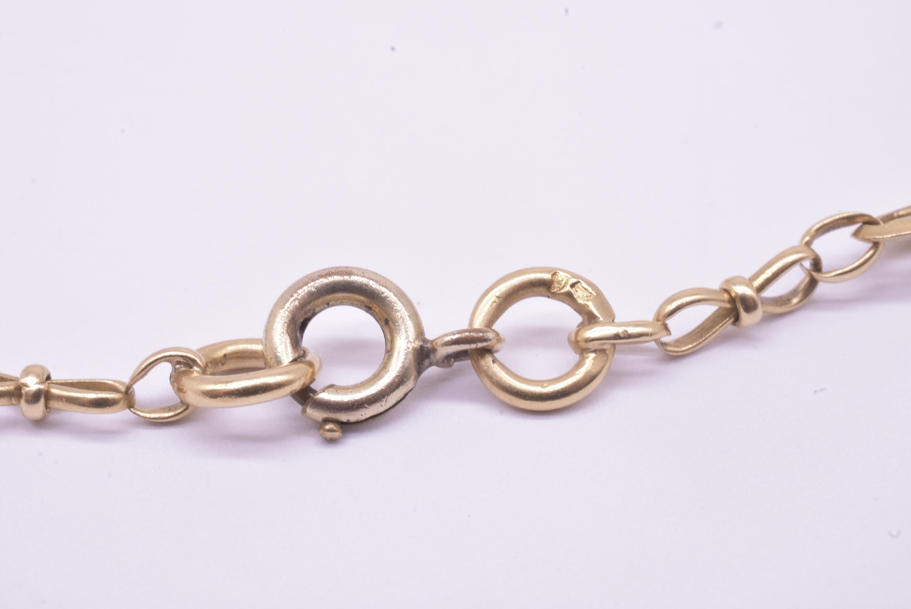 Antique 18 Karat gold French Filigree Watch Chain Necklace 4