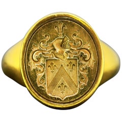 Antique 18 Karat Gold French Seal Ring, circa 1780