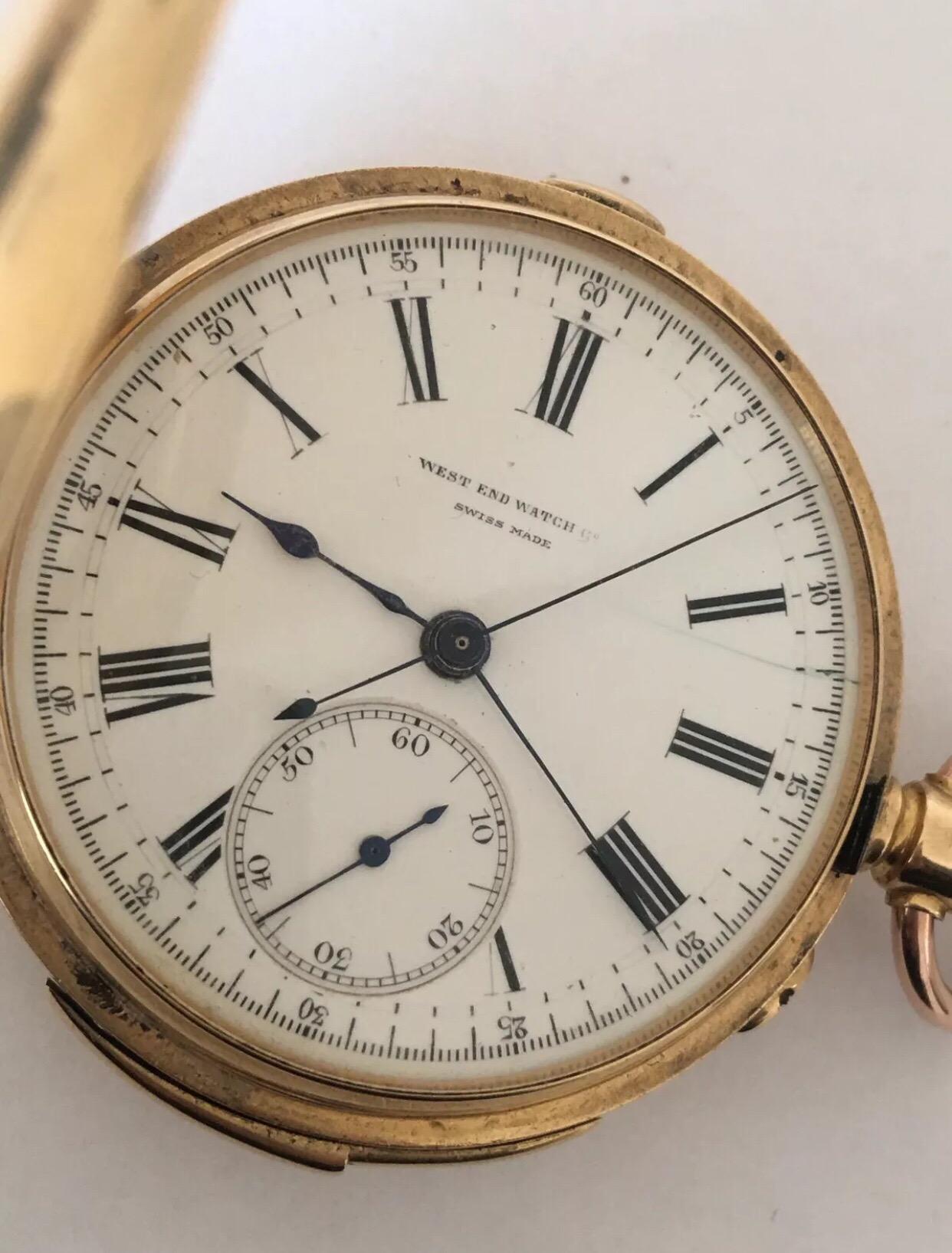 Antique 18 Karat Gold Minute Repeater Chronograph Half Hunter Pocket Watch In Good Condition For Sale In Carlisle, GB