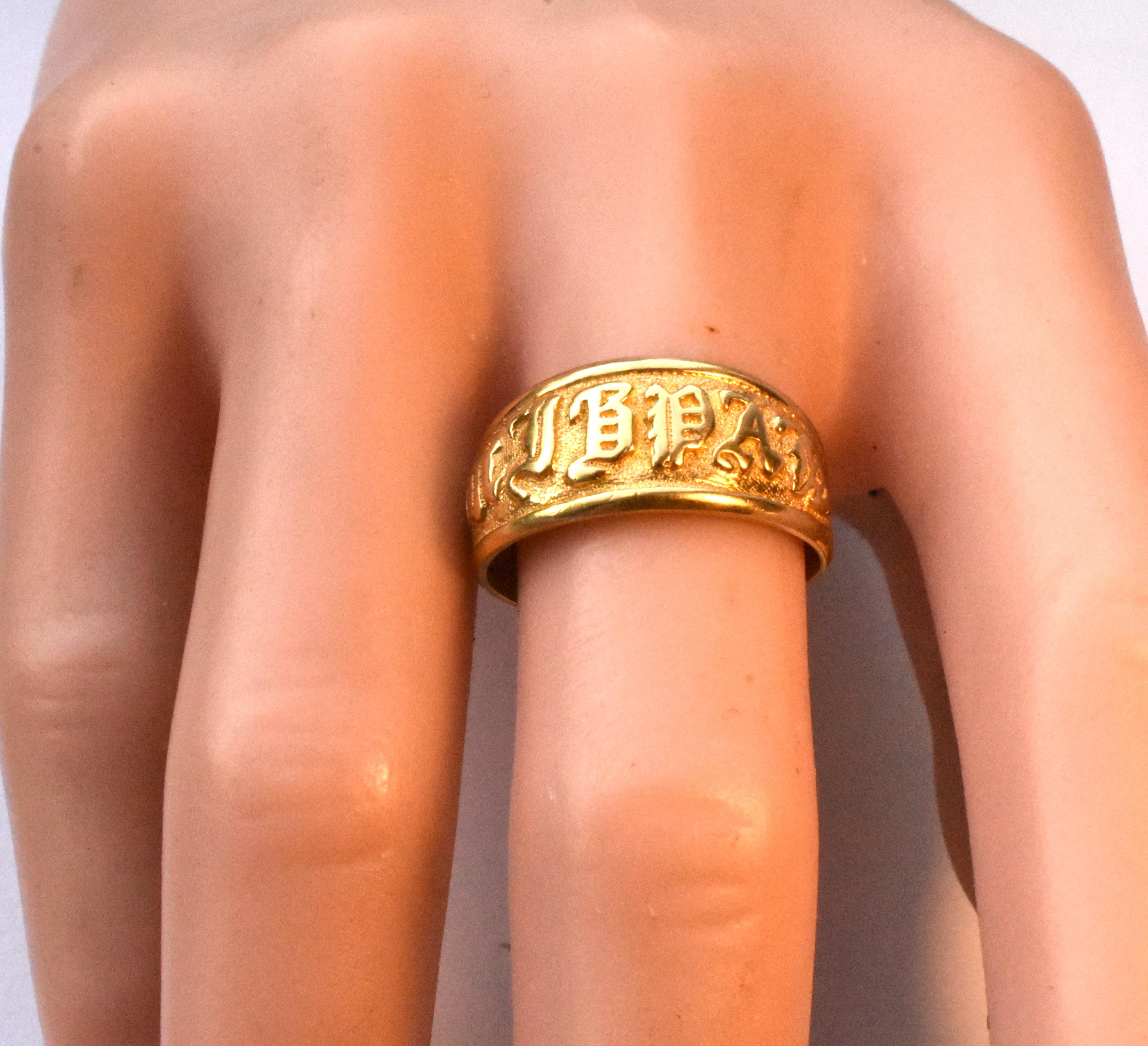 Victorian Antique 18 Karat Gold Mizpah ring, Hallmarked London, 1893