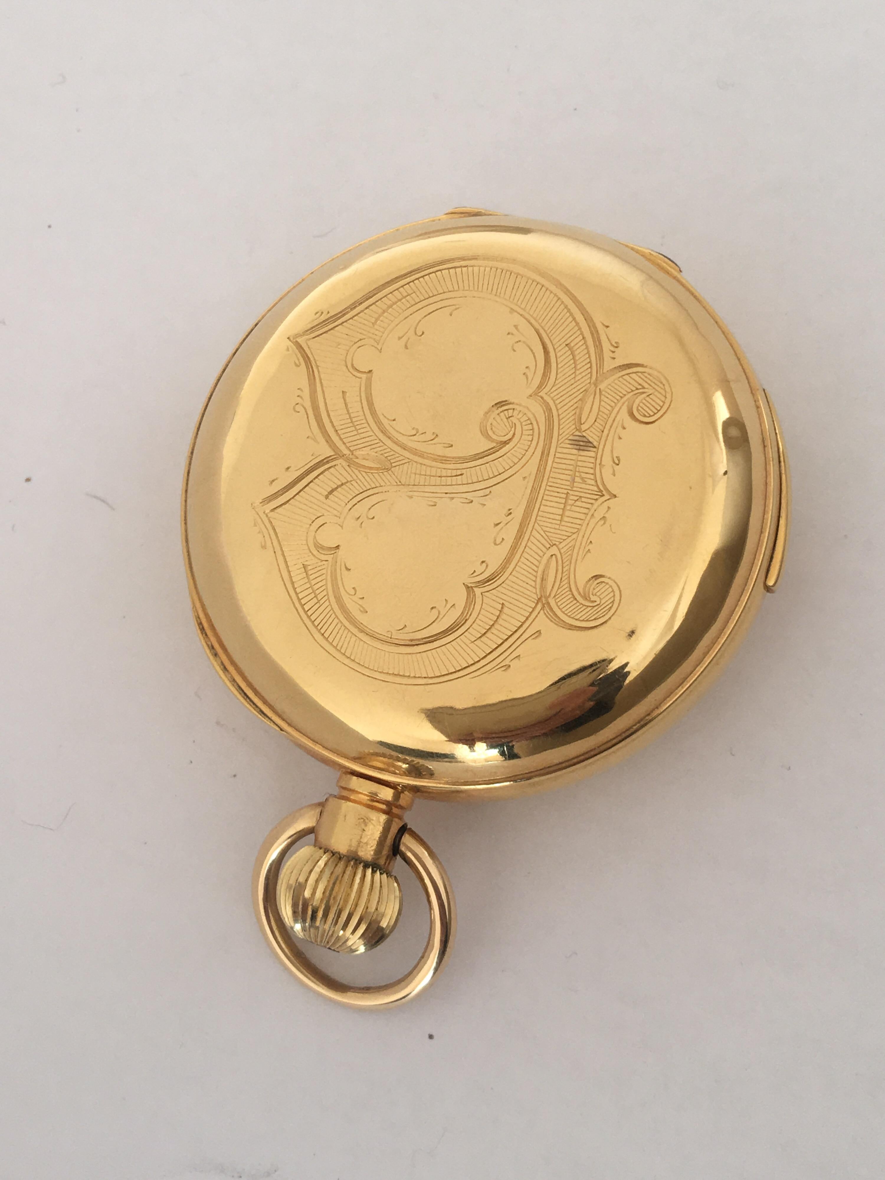 Antique 18 Karat Gold Quarter Repeater Full Hunter Pocket Watch For Sale 4