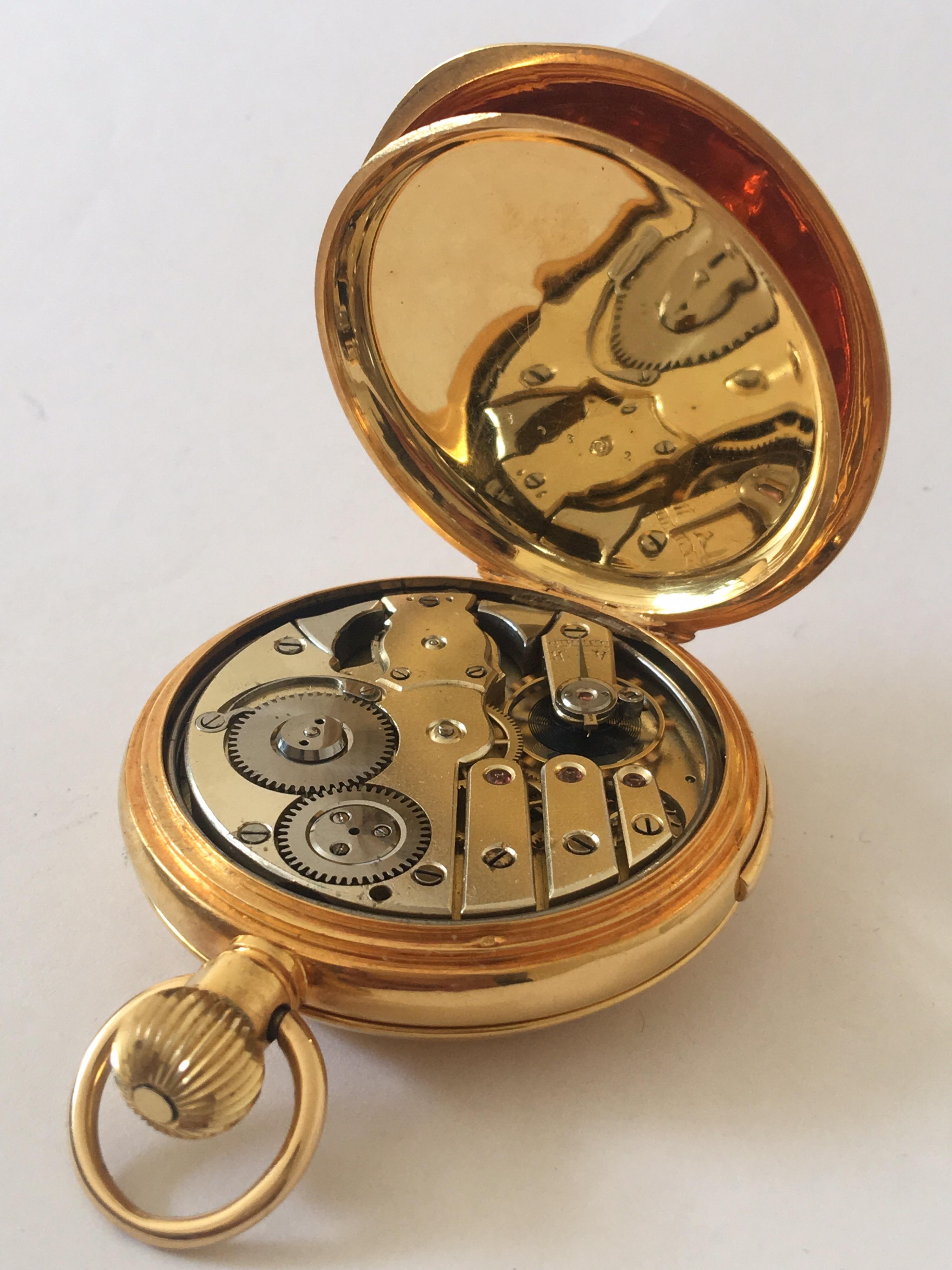 Antique 18 Karat Gold Quarter Repeater Full Hunter Pocket Watch For Sale 8
