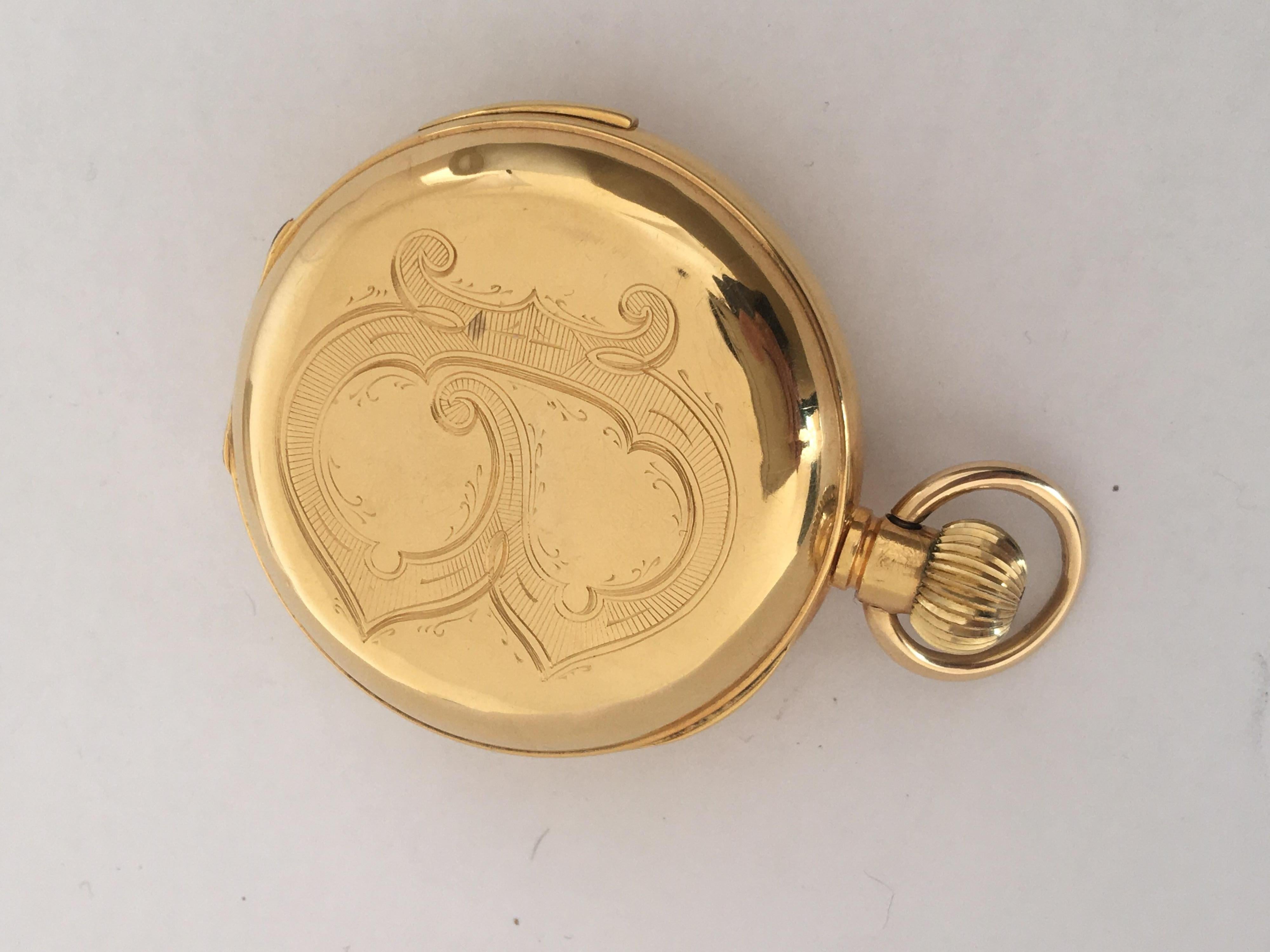 Antique 18 Karat Gold Quarter Repeater Full Hunter Pocket Watch For Sale 11