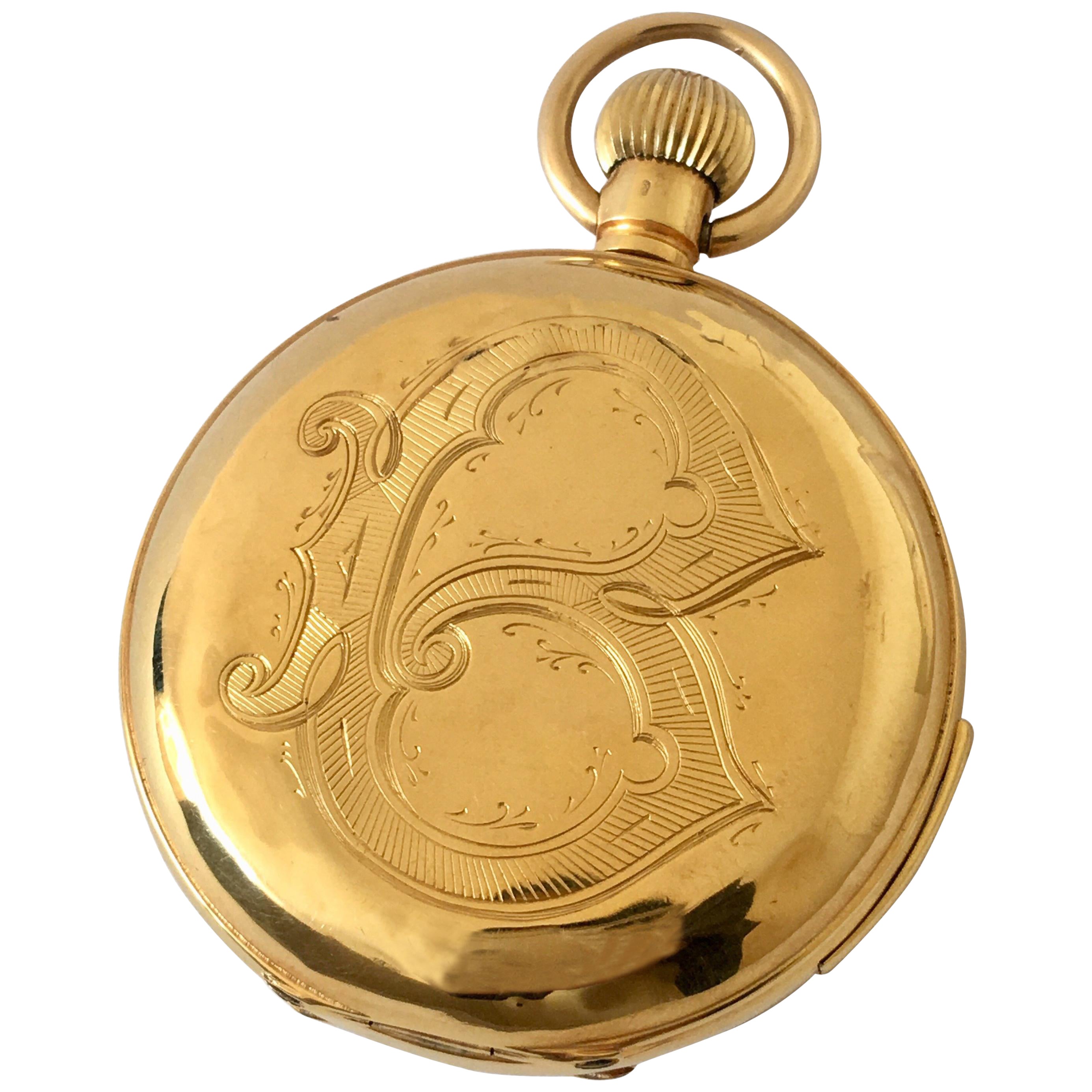 Antike 18 Karat Gold Quarz Repeater Full Hunter Taschenuhr im Angebot