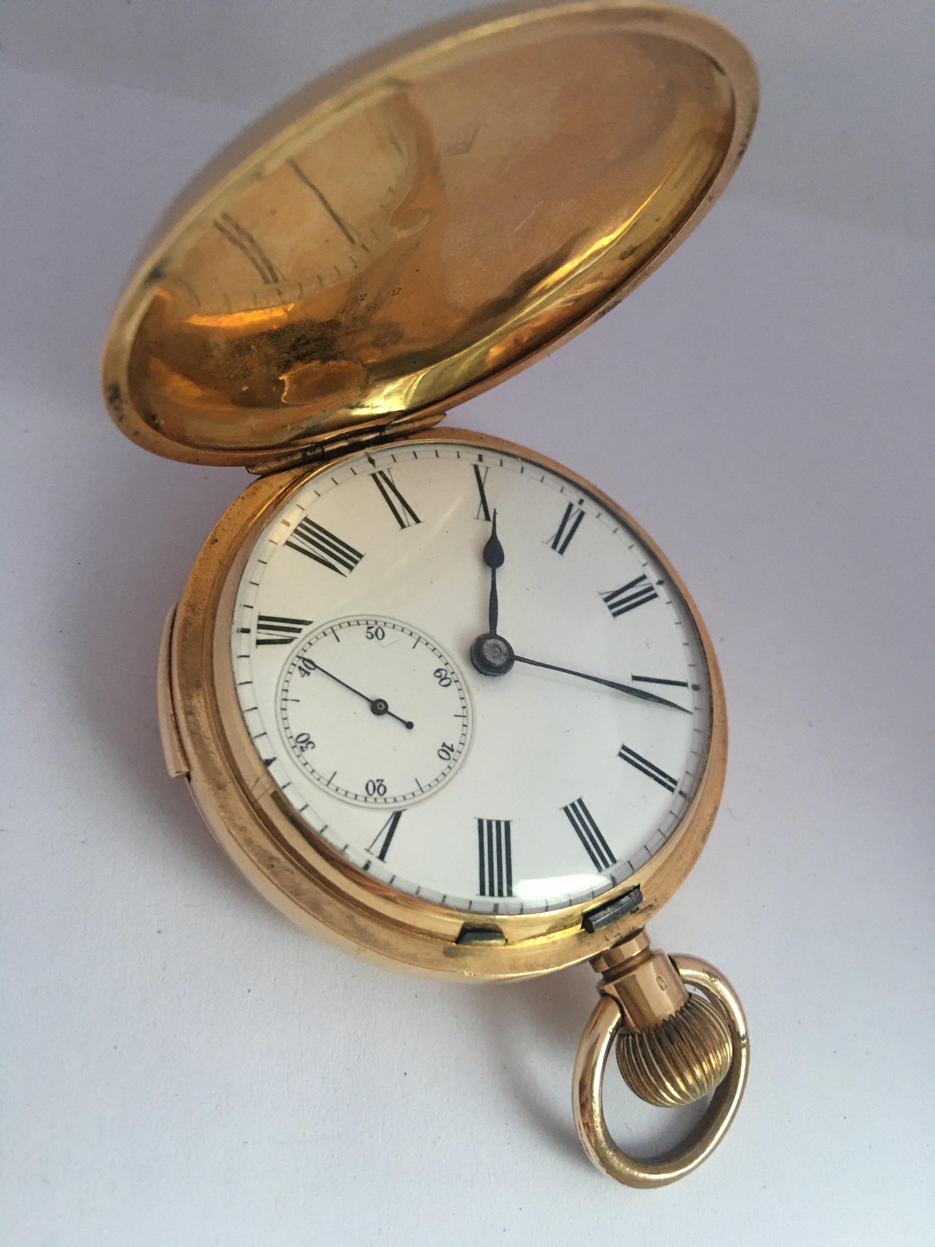Antique 18 Karat Gold Quarter Repeater Hand Winding Pocket Watch For Sale 6