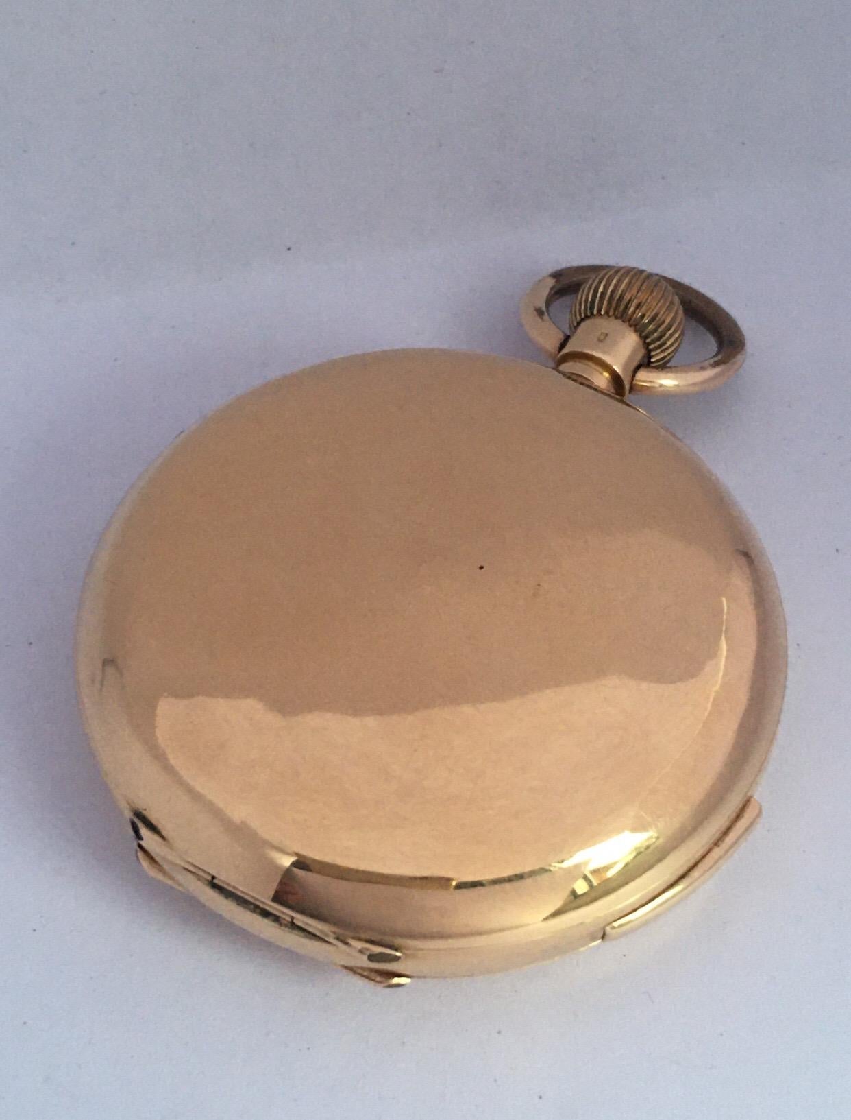 This beautiful antique 52mm diameter hand winding ( keyless) quarter repeater gold pocket watch is in good working condition and it is running well. Its repeater mechanisms works well and it strikes on demand with its hour and its quarter. It