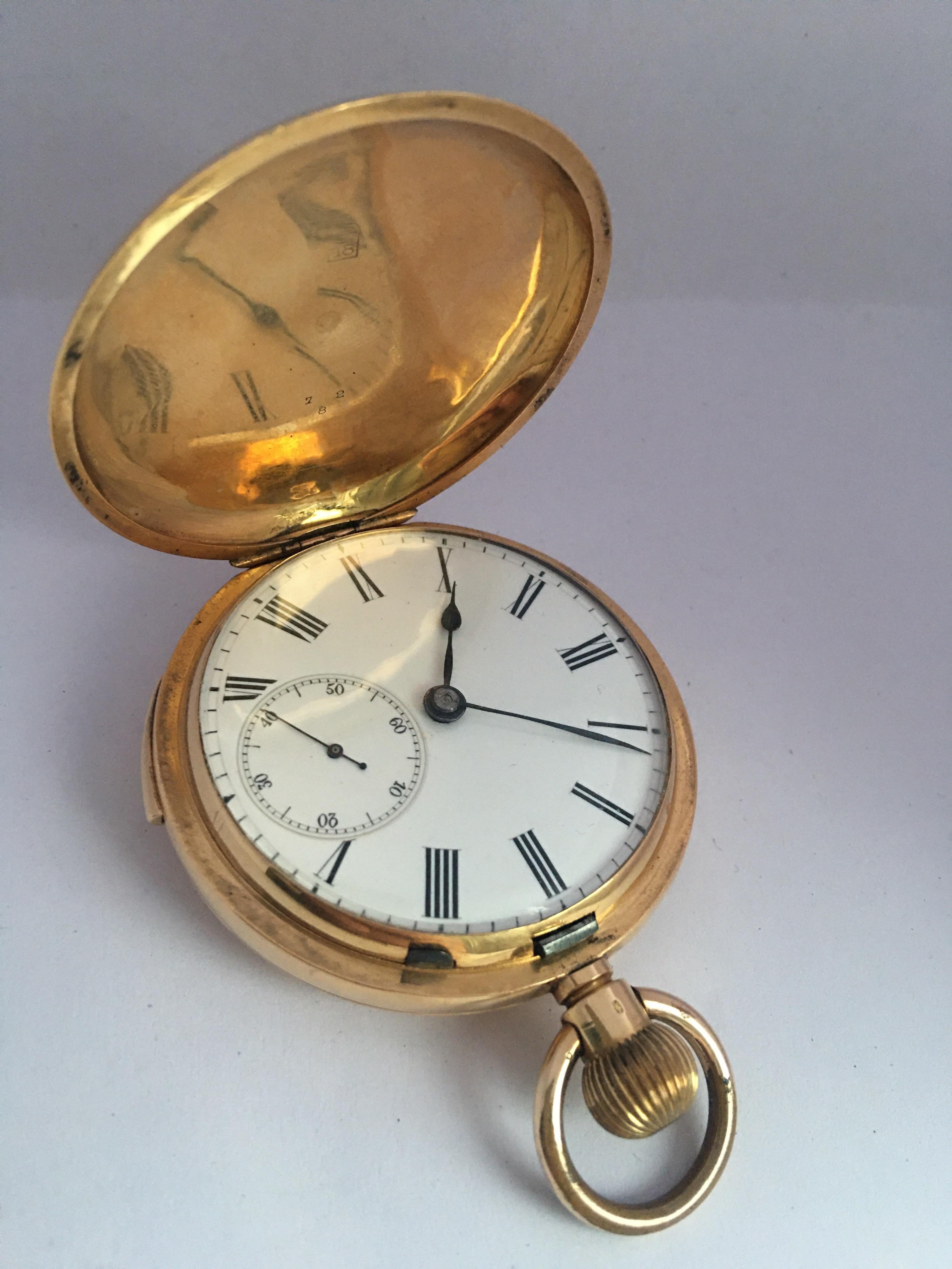 Women's or Men's Antique 18 Karat Gold Quarter Repeater Hand Winding Pocket Watch For Sale