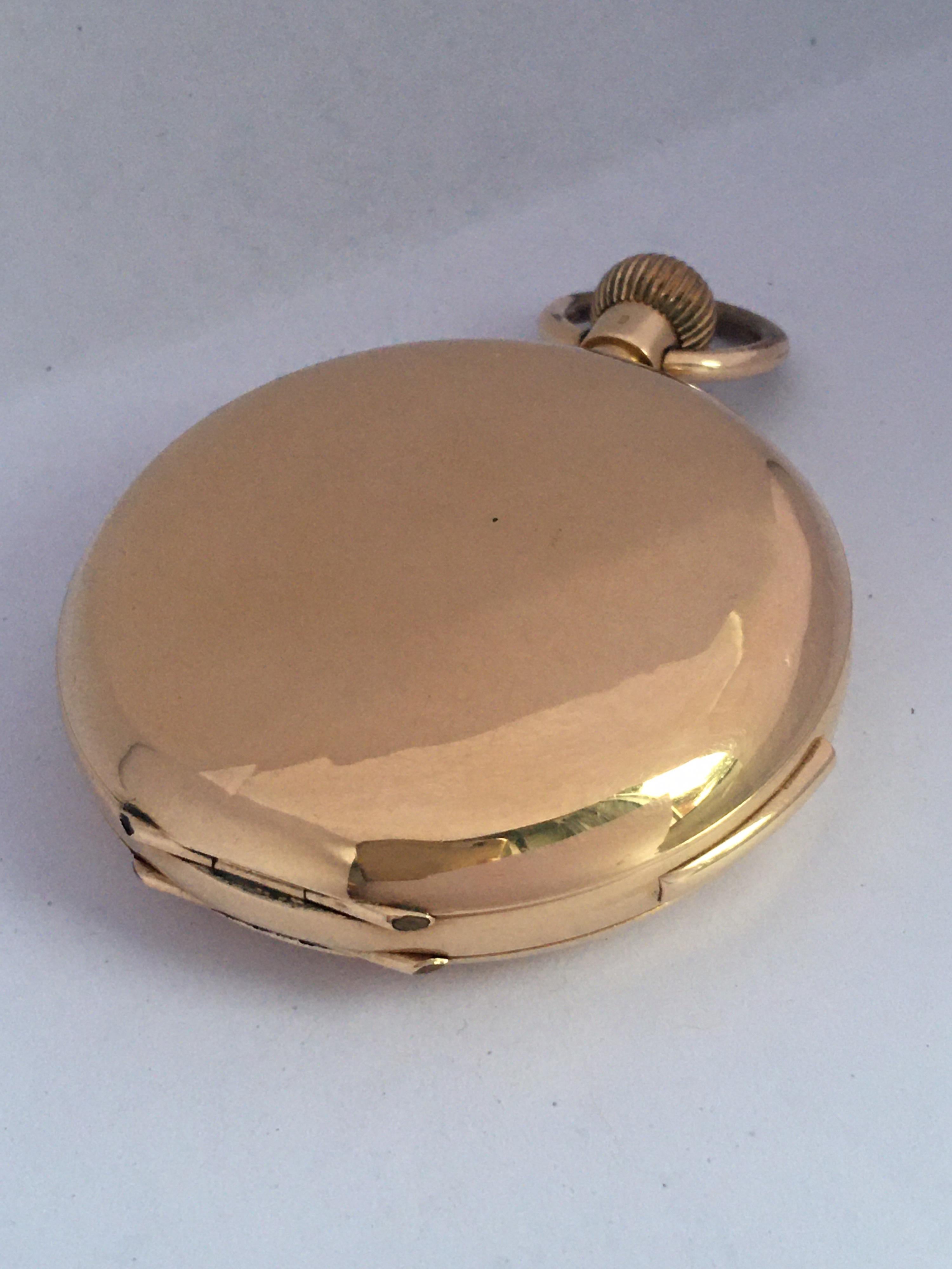 Antique 18 Karat Gold Quarter Repeater Hand Winding Pocket Watch For Sale 1