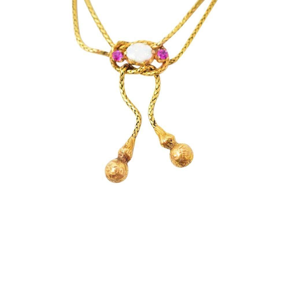 Georgian Antique 18 Karat Gold Sapphire Opal Rope Knot Necklace, circa 1790