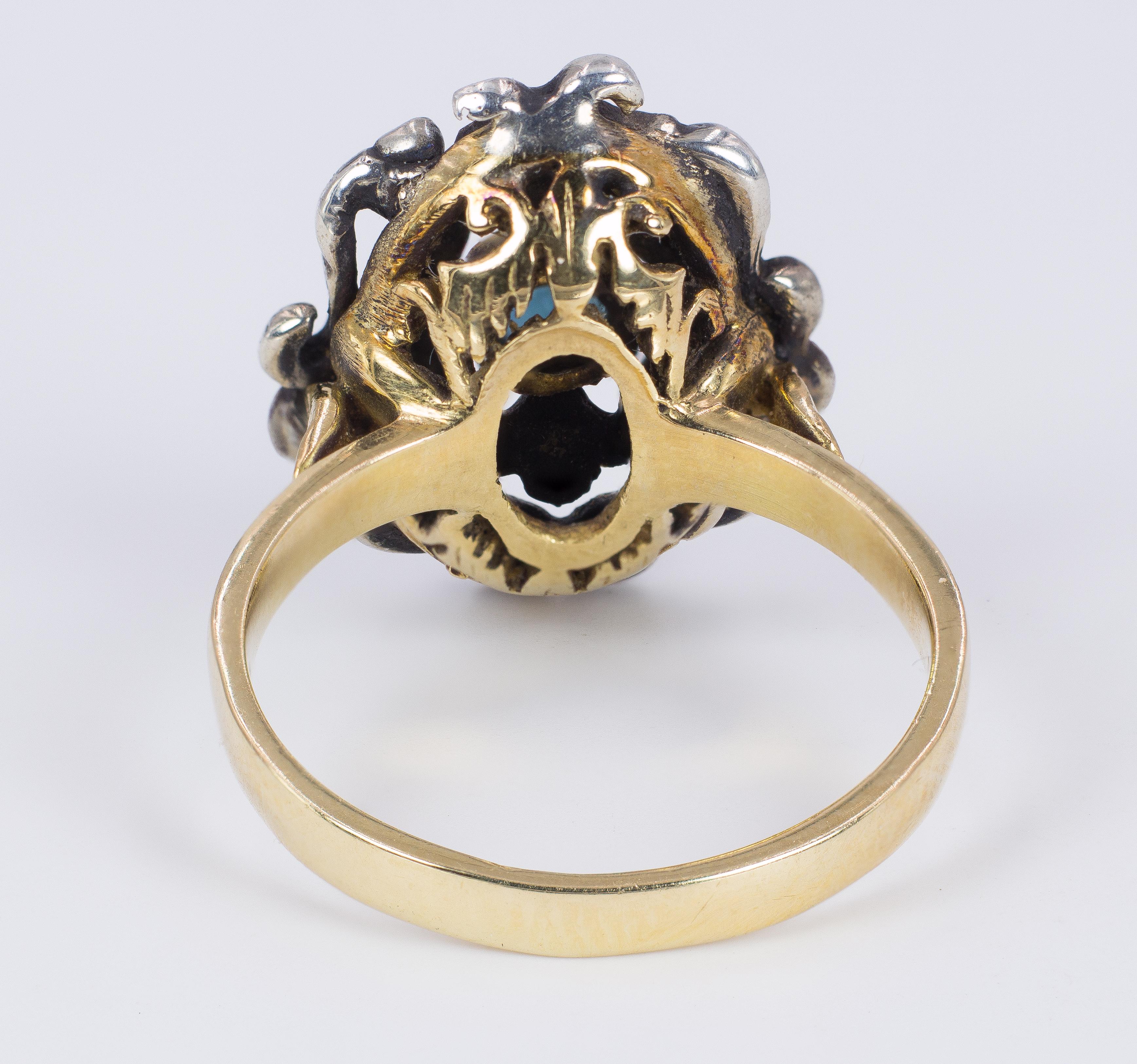 Women's Antique 18 Karat Gold, Silver and Topaz Ring, 1940s For Sale