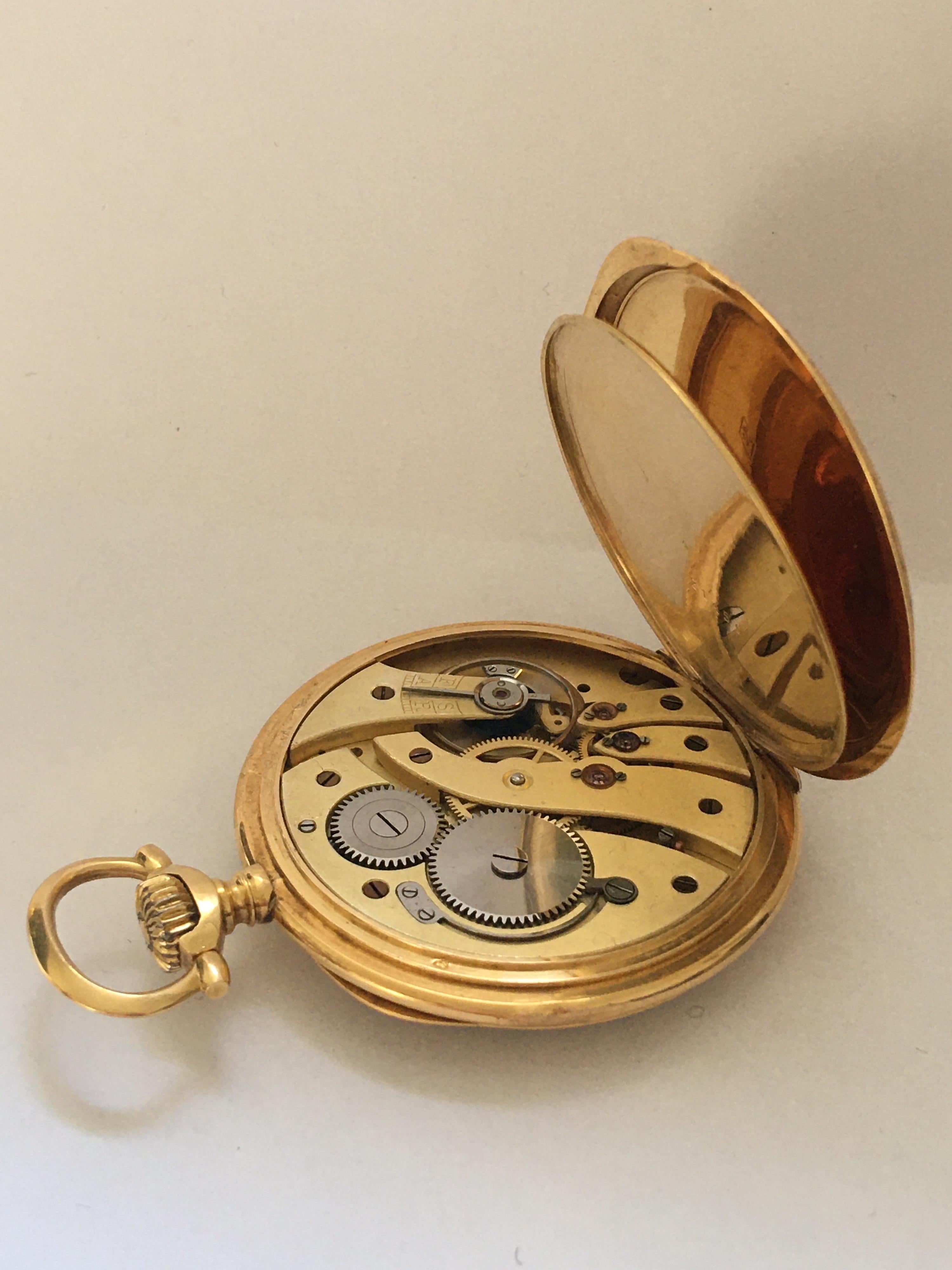 Antike 18 Karat Gold Stiel-Wind-Kleid / Taschenuhr im Angebot 4