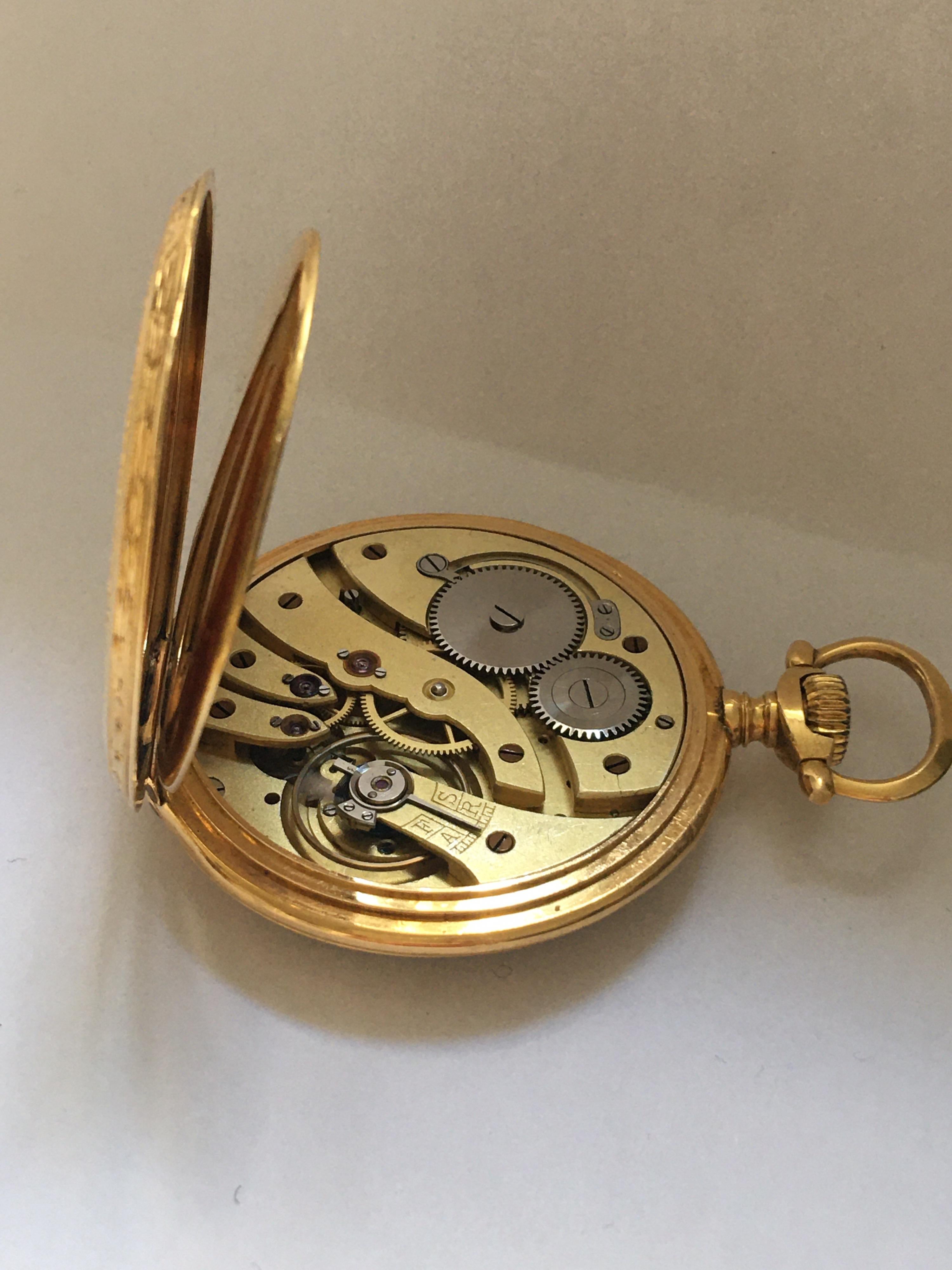 Antique 18 Karat Gold Stem-Wind Dress / Pocket Watch For Sale 5