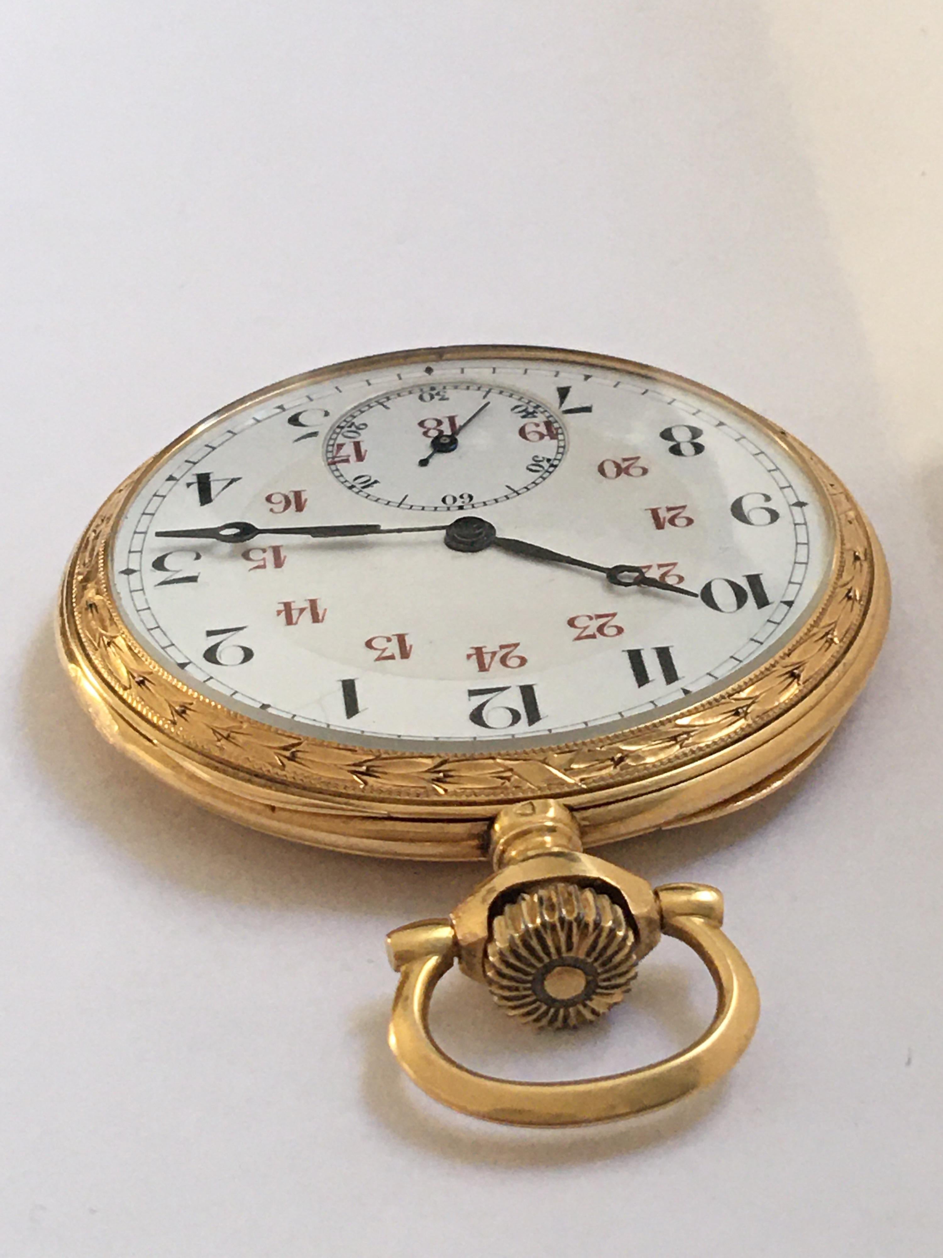 Antique 18 Karat Gold Stem-Wind Dress / Pocket Watch For Sale 9