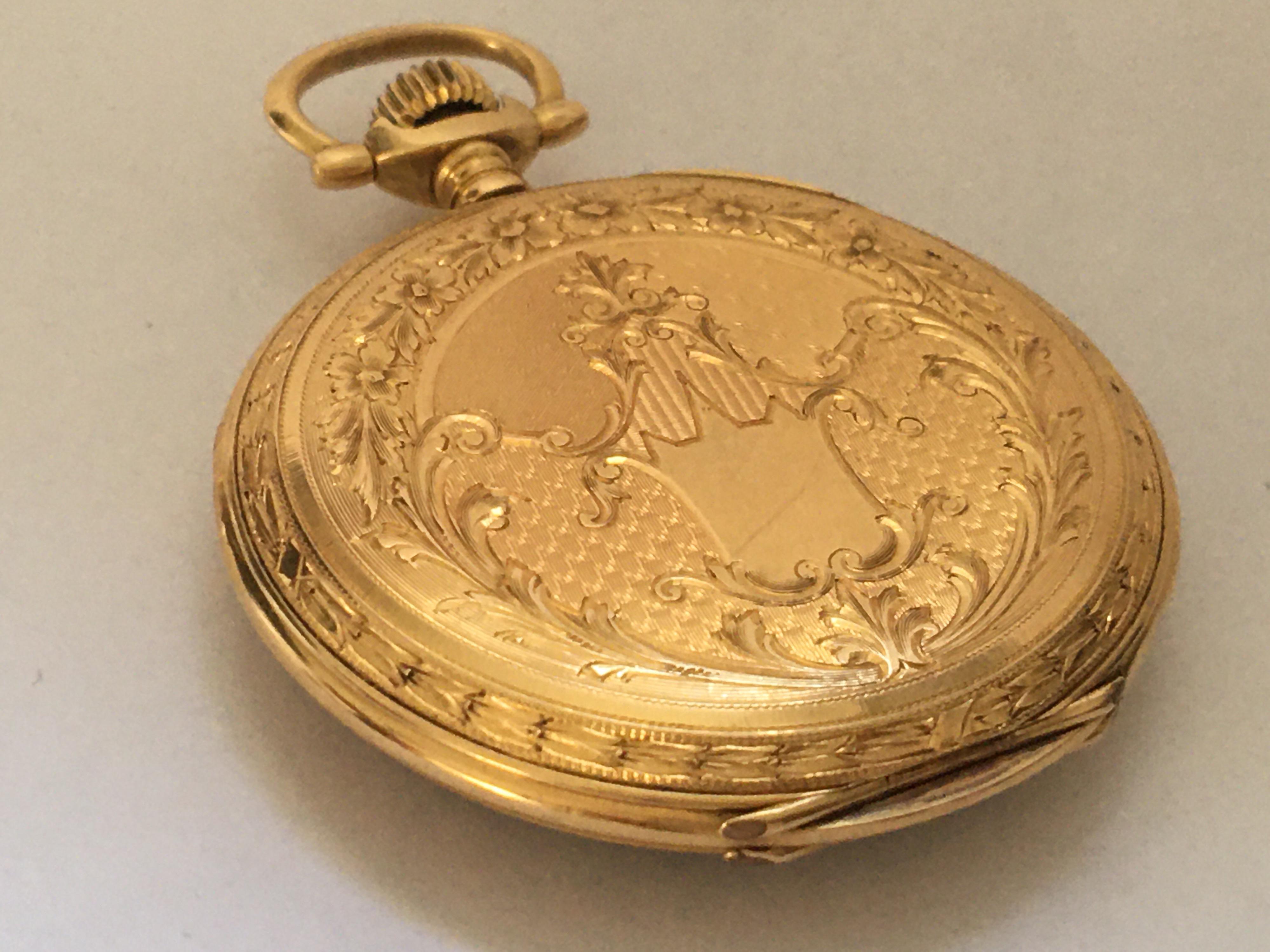 Antique 18 Karat Gold Stem-Wind Dress / Pocket Watch For Sale 10