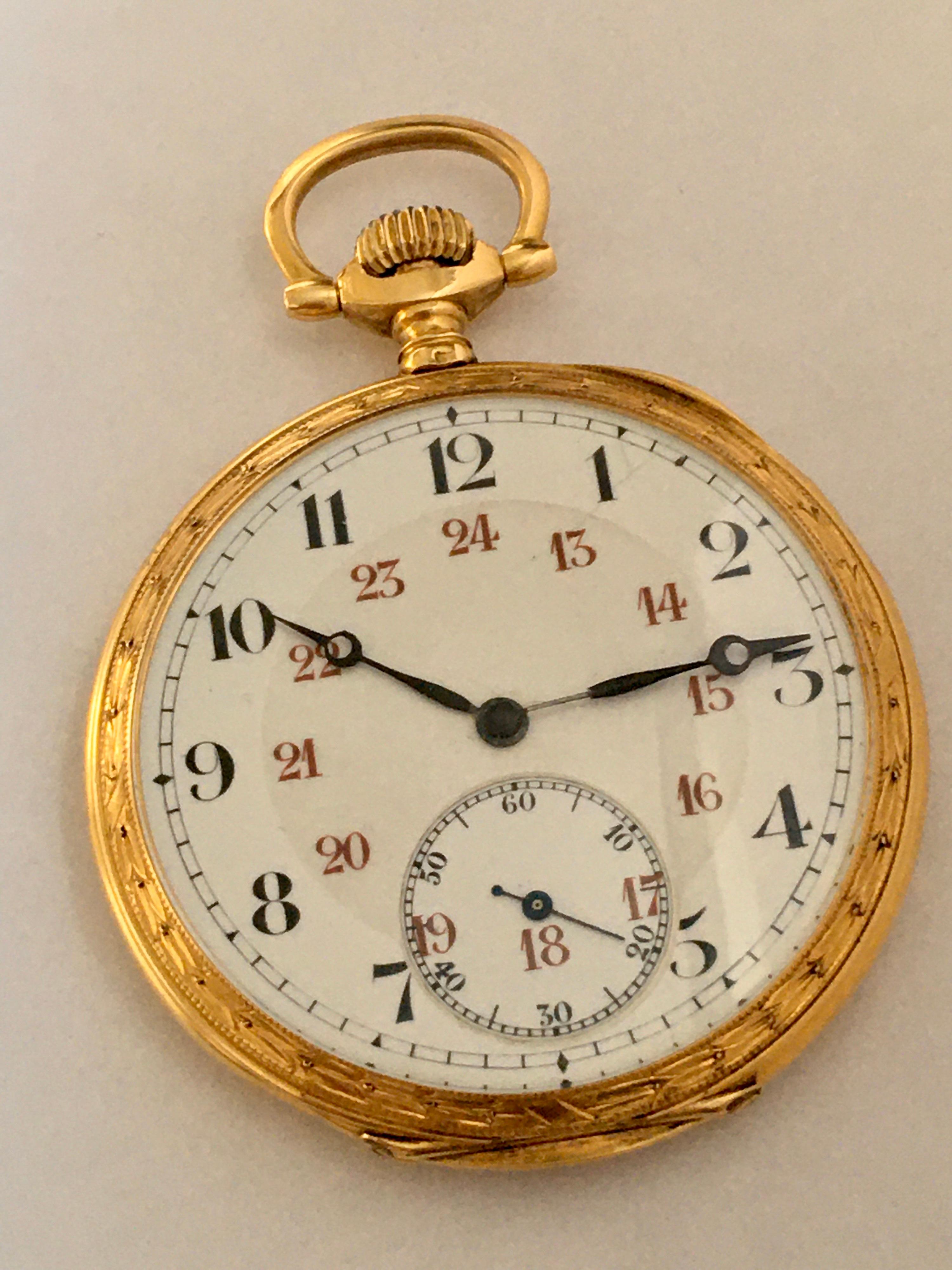 Antique 18 Karat Gold Stem-Wind Dress / Pocket Watch For Sale 1