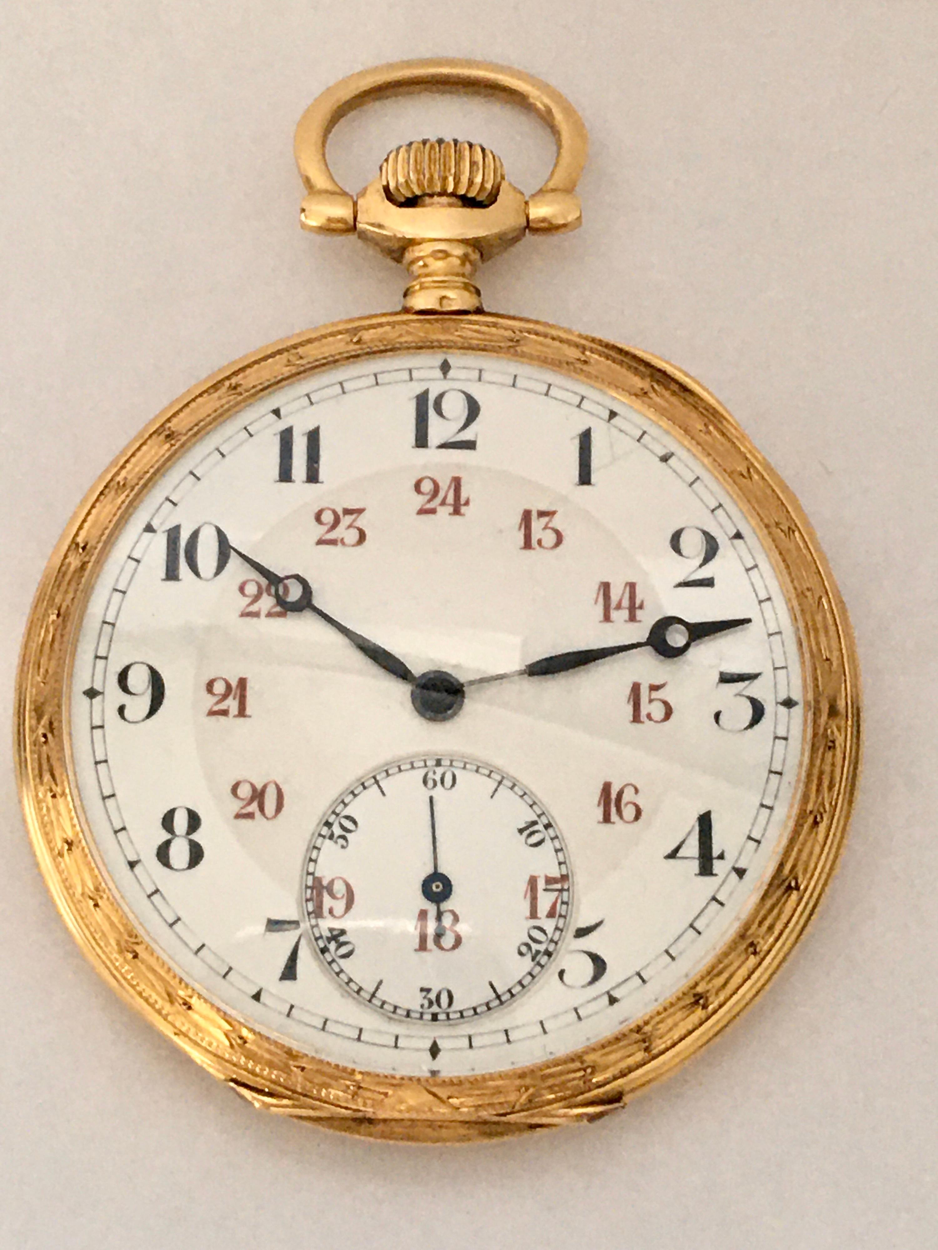 Antique 18 Karat Gold Stem-Wind Dress / Pocket Watch For Sale 2