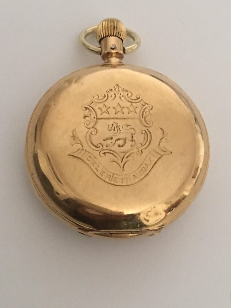 Antique 18 Karat Gold T. R. Russel’s Keyless Lever 52mm Chronograph ...