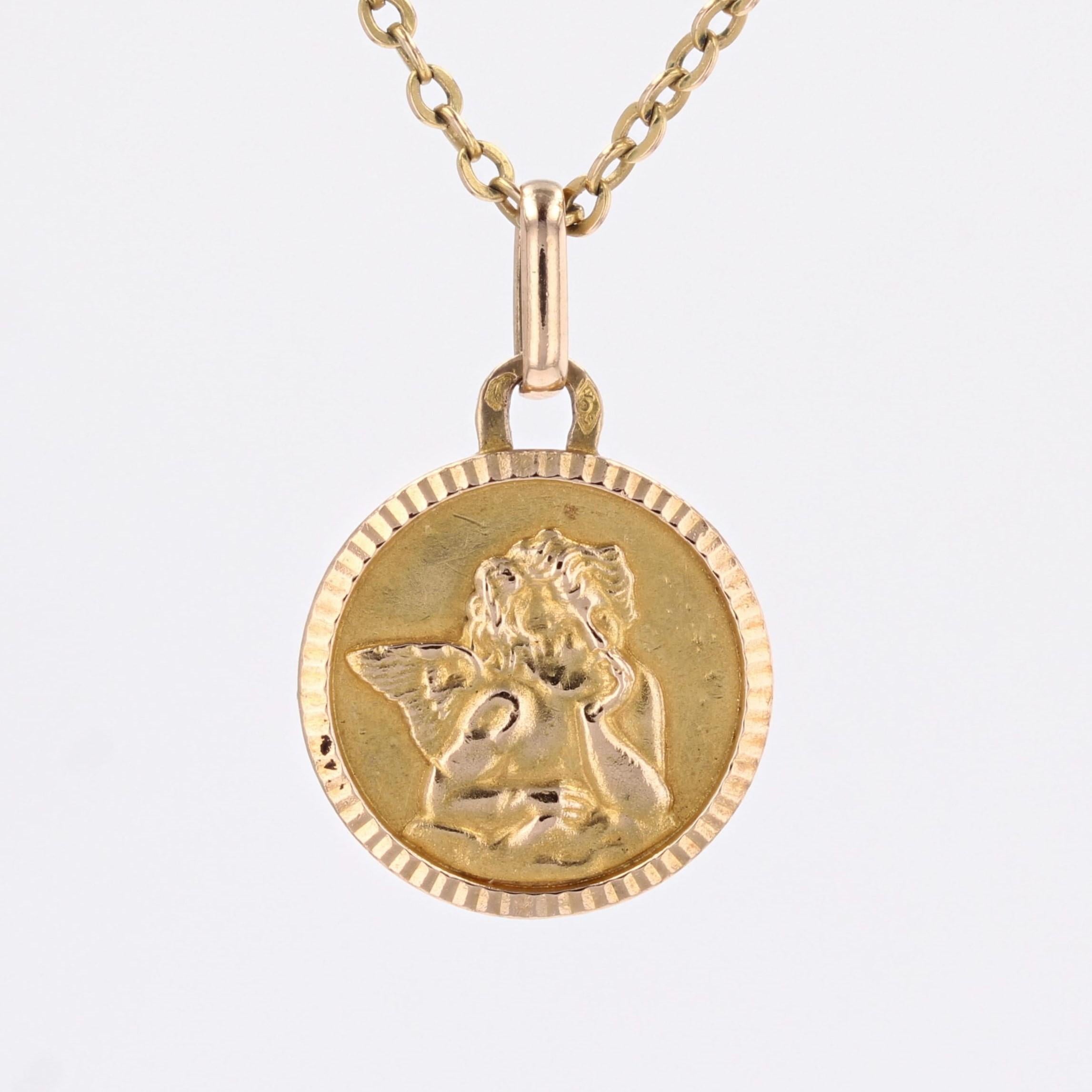 Antique 18 Karat Rose Gold Cherub Medal Pendant For Sale 2