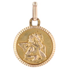 Antique 18 Karat Rose Gold Cherub Medal Pendant