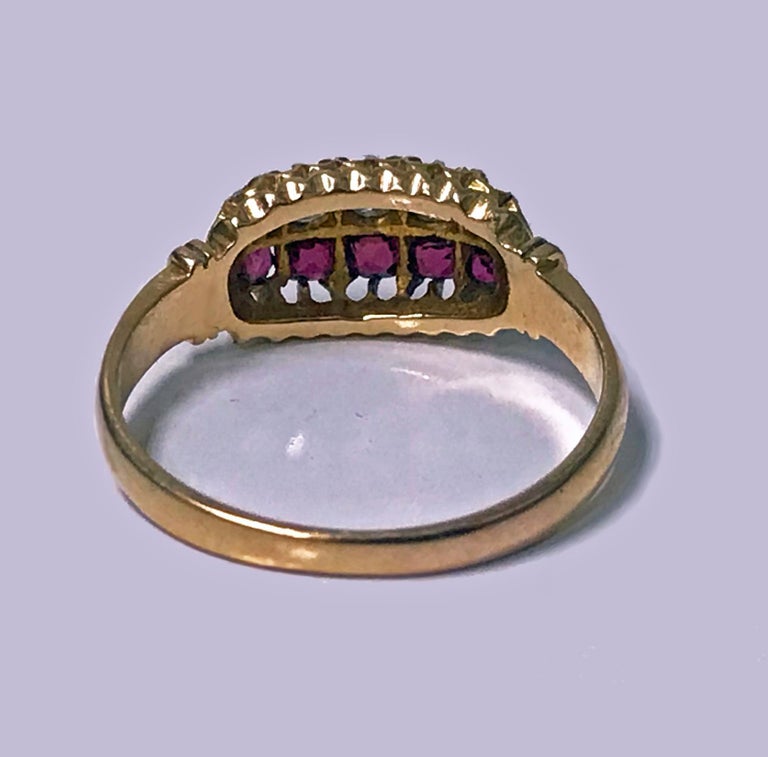 Antique 18 Karat Ruby Diamond Ring, Birmingham, 1899 In Good Condition For Sale In Toronto, ON