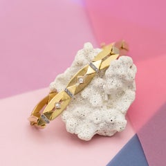 Bracciale Art Déco antico in oro massiccio a 18 carati - Diamanti con taglio a rosa - largo e massiccio f
