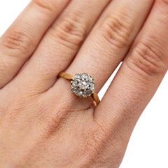 Antique 18 karat solid gold flower ring - Victorian Floral engagement ring