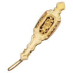 Antique 18 karat solid Gold Lorgnette – Victorian Engraved Floral Opera Glasses
