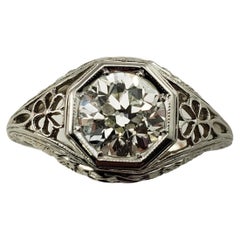 Antique 18 Karat White Gold Diamond Engagement Ring GAI Certified