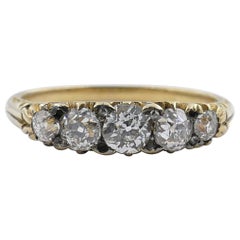 Antique 18 Karat Yellow Gold 5 High Level Diamond Engagement/Wedding/Dress Ring