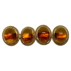 Antique 18 Karat Yellow Gold and Amber Cufflinks