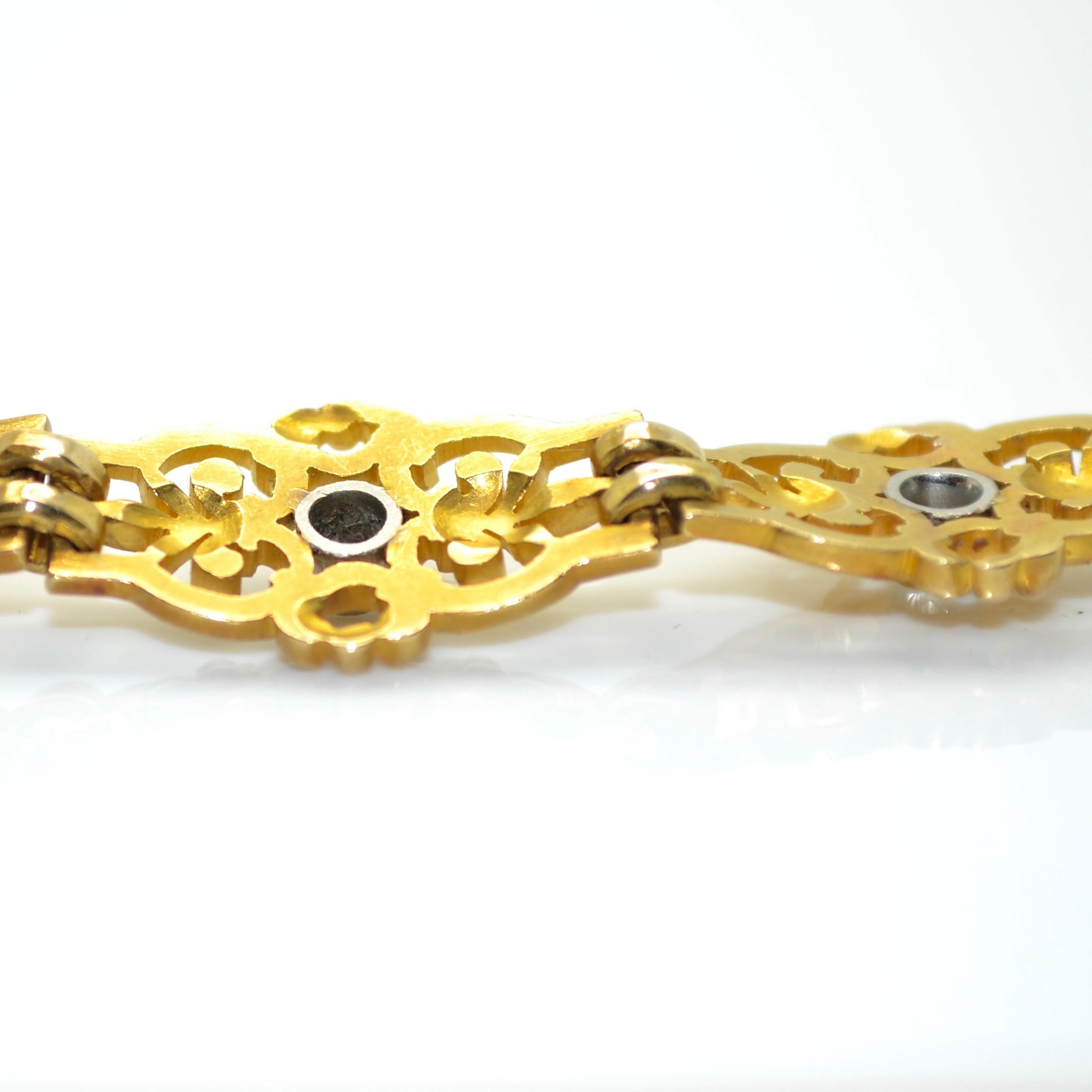 Antique 18 Karat Yellow Gold and Diamonds French Bracelet In Good Condition In Paris, FR