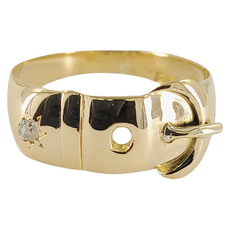 Antique 18 Karat Yellow Gold Belt Buckle Ring at 1stDibs