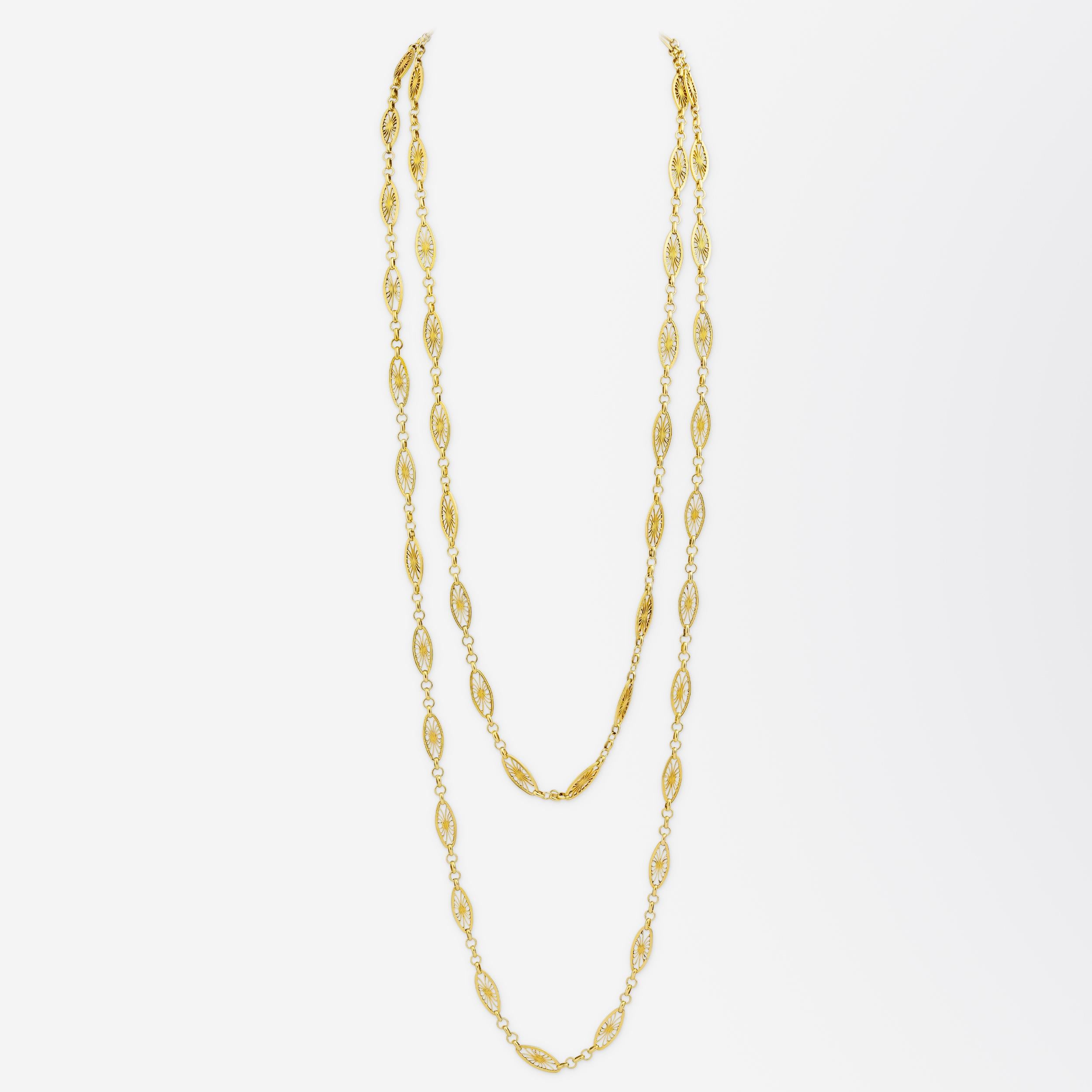 Chaîne de garde française ancienne en or jaune 18 carats Bon état - En vente à Brisbane City, QLD