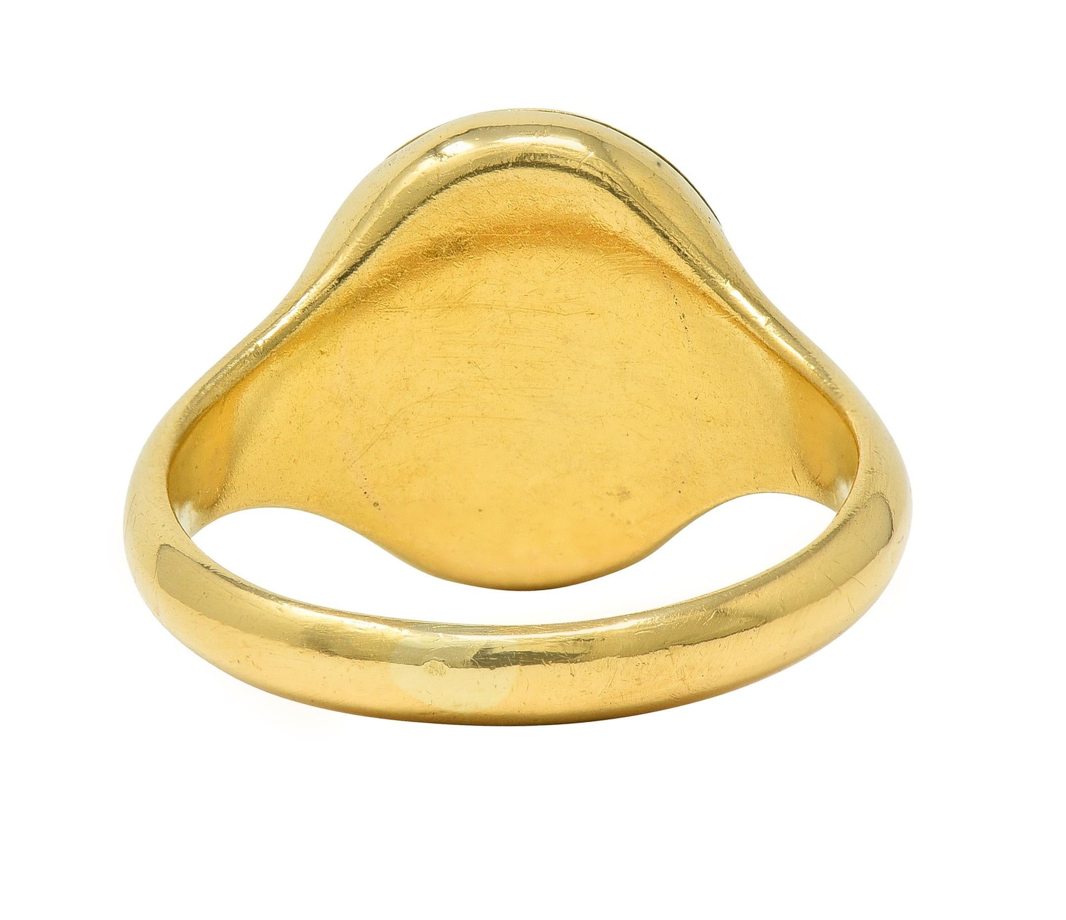 Antique 18 Karat Yellow Gold Monogram Signet Poison Hidden Compartment Ring For Sale 2